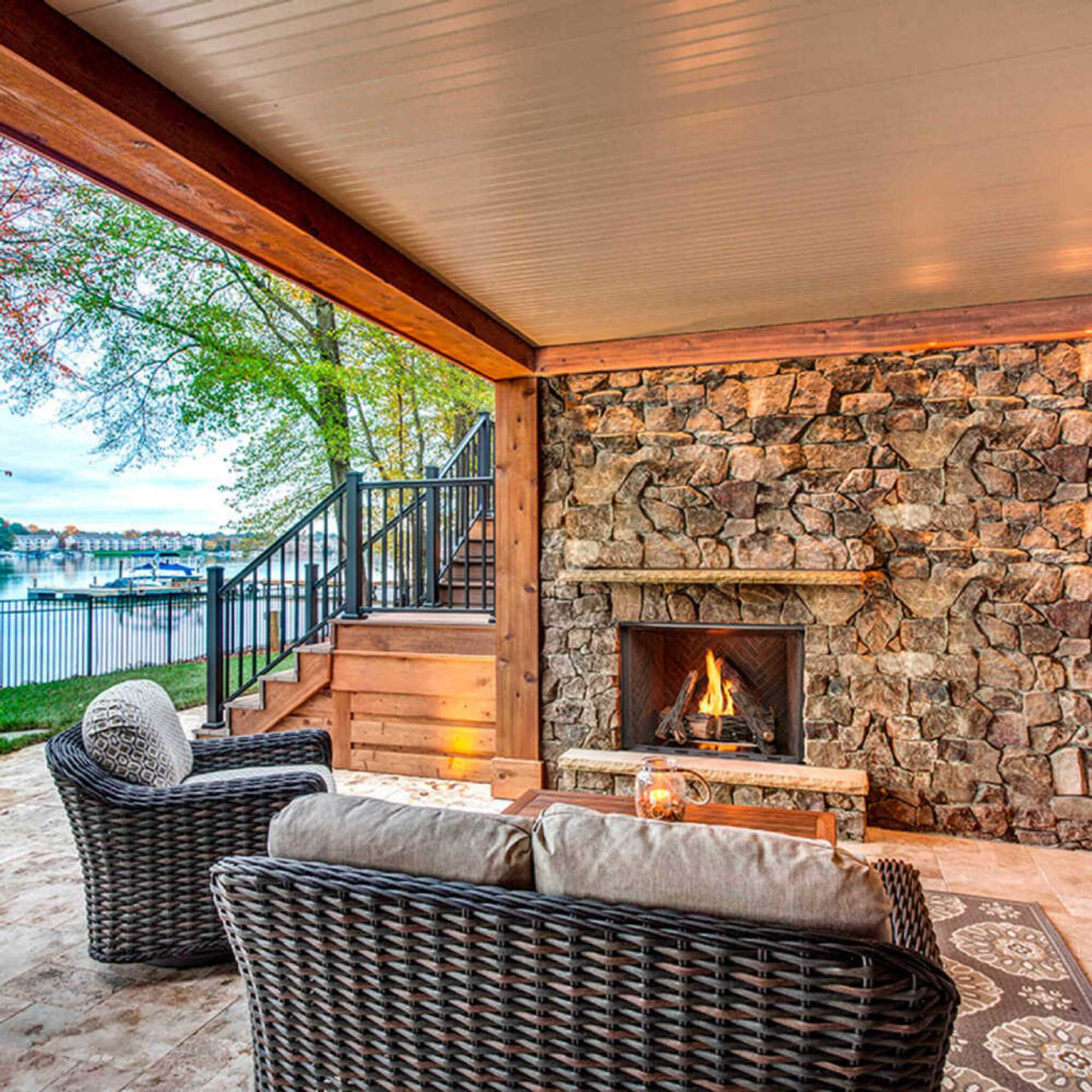 Majestic Traditional Stacked Brick Courtyard Outdoor Gas Fireplace [ODCOUG-36/42SSL] (SAK95813) - Energize Trek