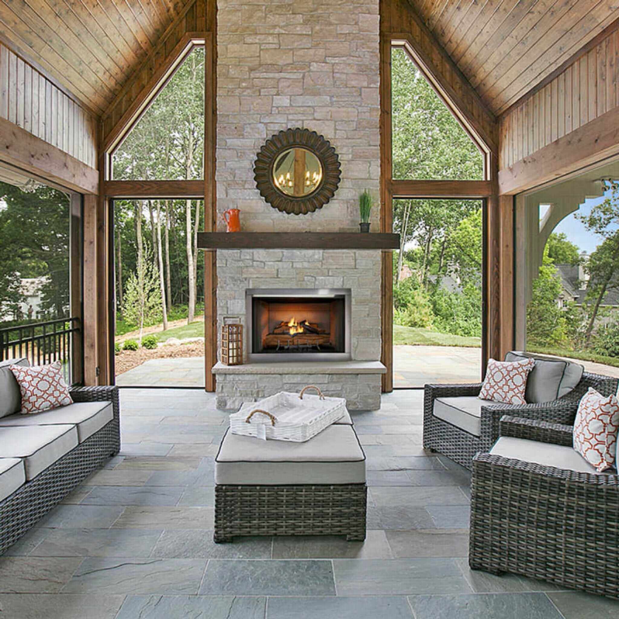 Majestic Vesper 42" Traditional Concrete Refractory Outdoor Gas Fireplace [VOFB42-T] (SAK61435) - Energize Trek