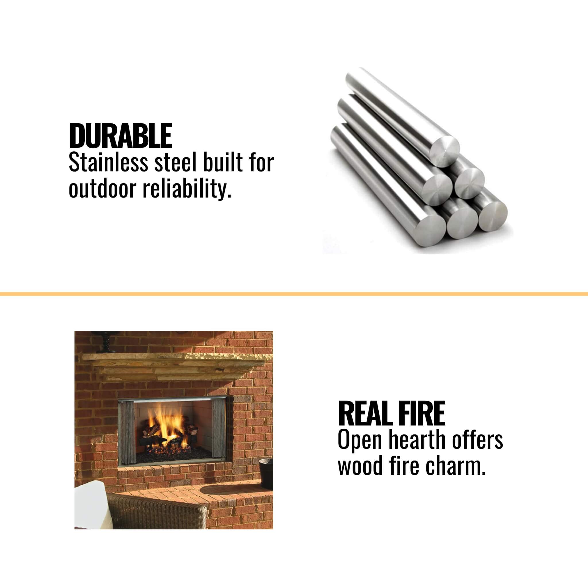 Majestic Villawood 42" Traditional Refractory Outdoor Wood Burning Fireplace [ODVILLA-42T-B] (SAK14358) - Energize Trek