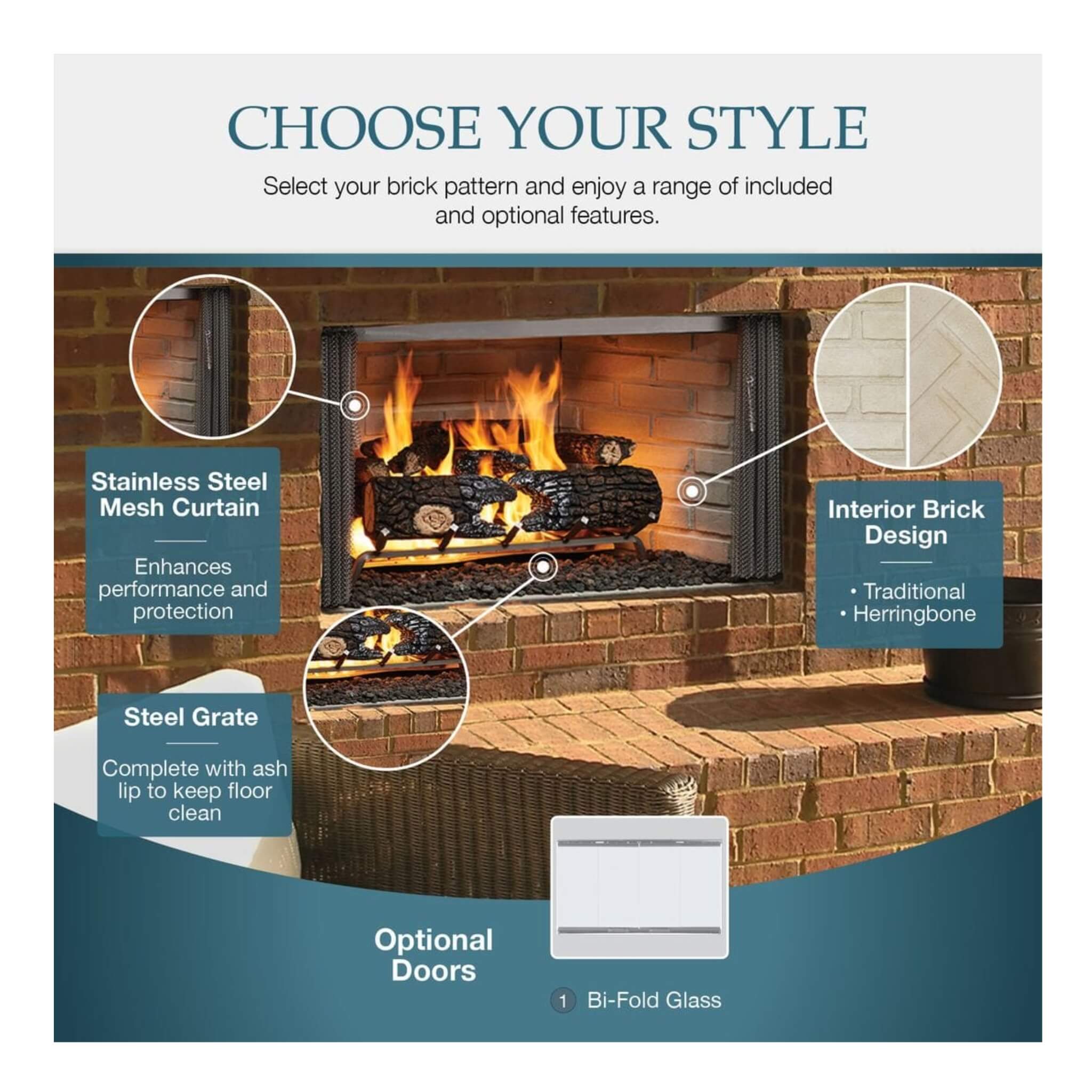 Majestic Villawood 42" Traditional Refractory Outdoor Wood Burning Fireplace [ODVILLA-42T-B] (SAK14358) - Energize Trek