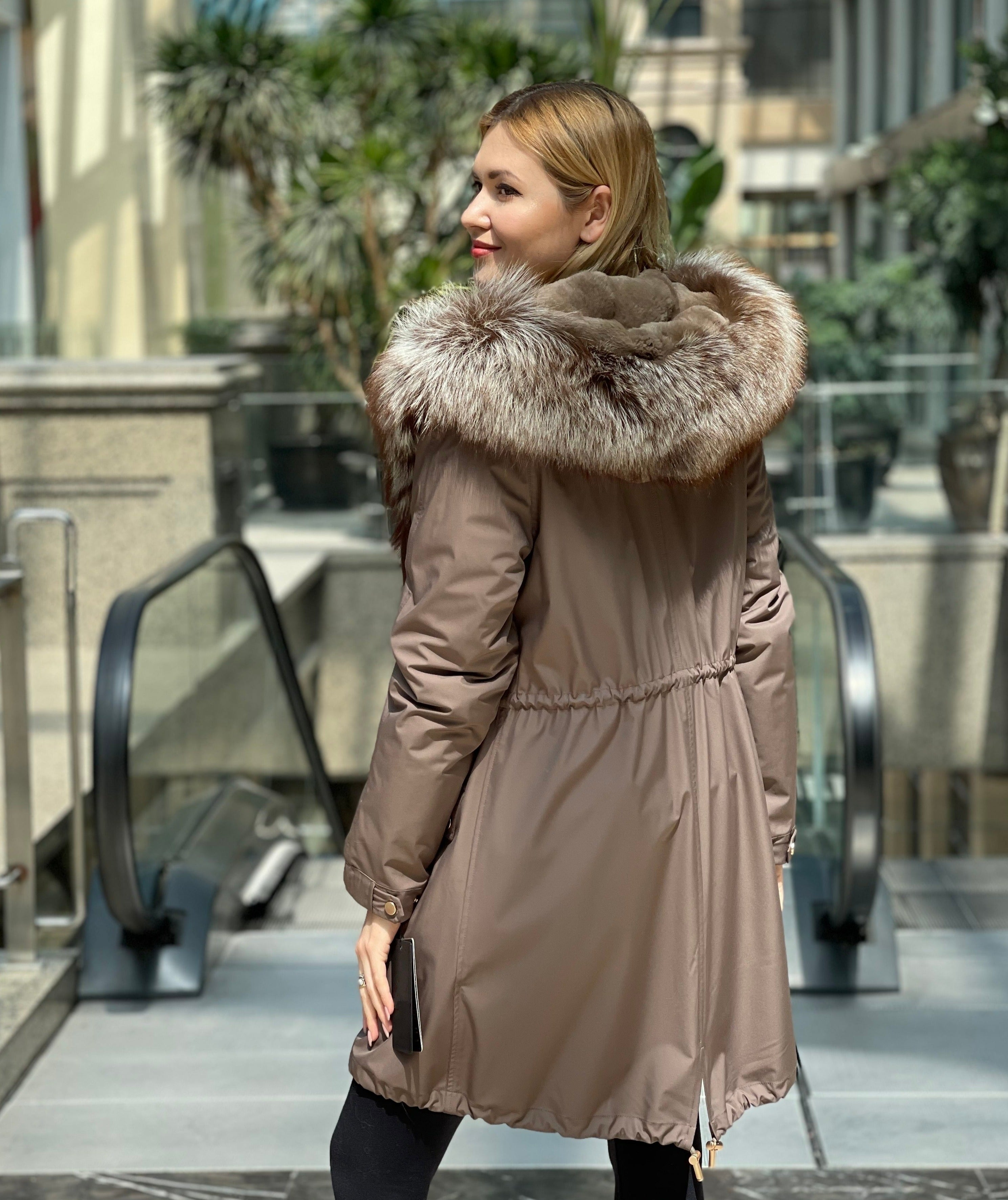Silver Fox Fur Trim Rabbit Fur Insulated Parka - Energize Trek