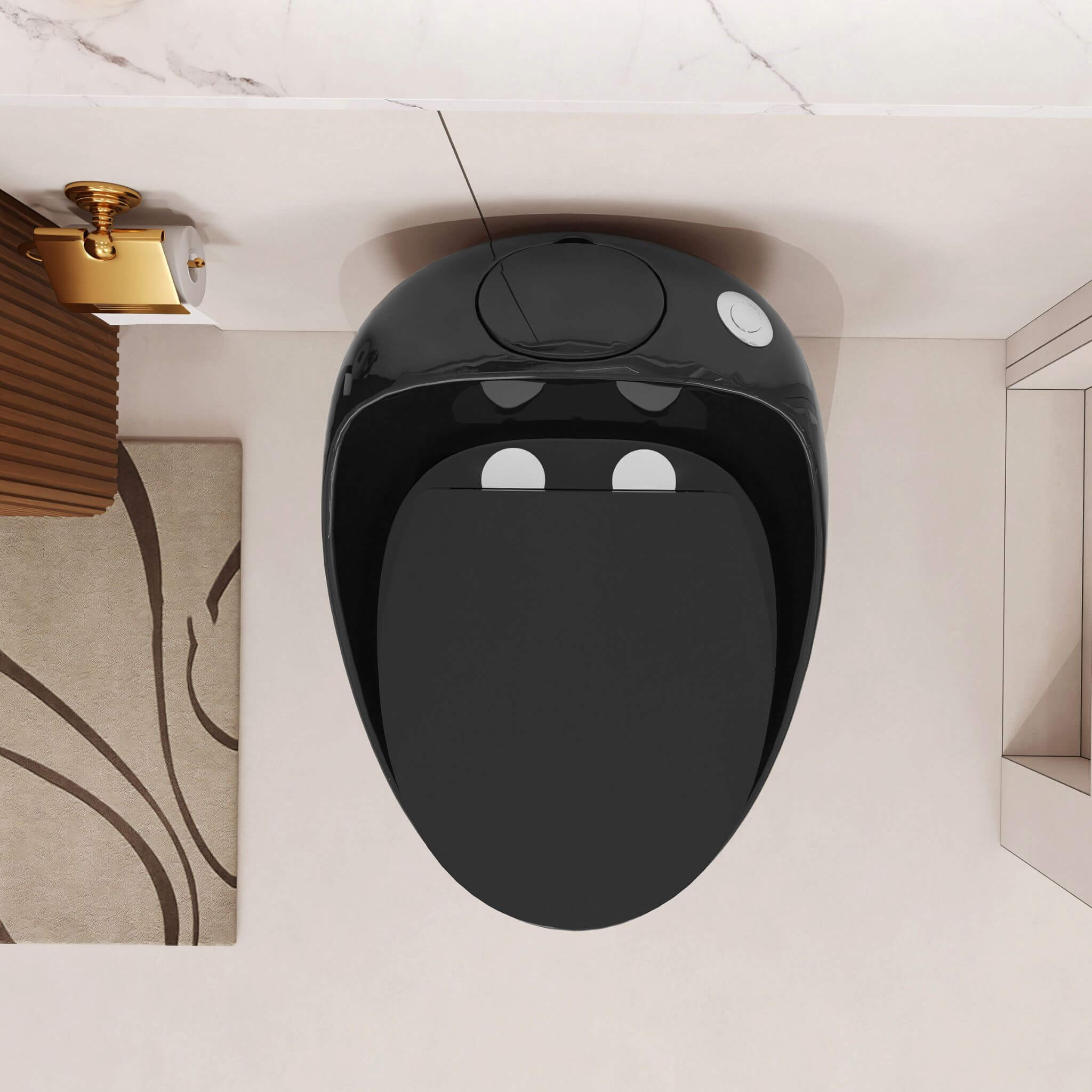 Modern 1.28 GPF Single Flush 1-Piece Ceramic Egg-Shaped Toilet (SAK93341) - Energize Trek