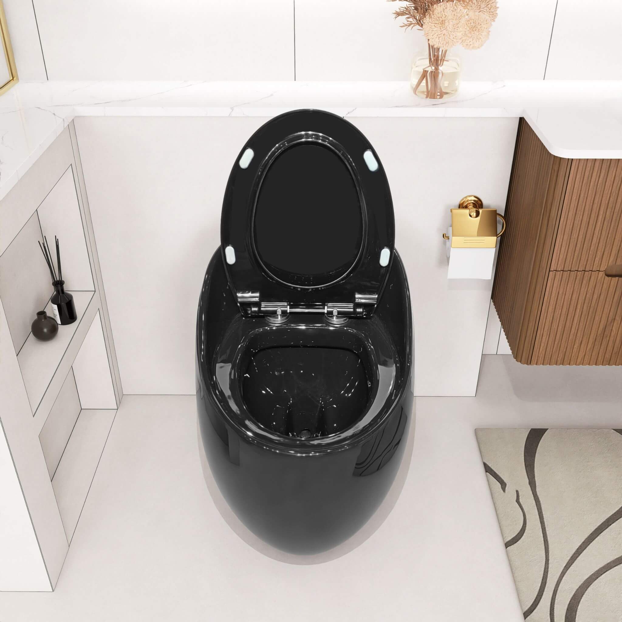 Modern 1.28 GPF Single Flush 1-Piece Ceramic Egg-Shaped Toilet (SAK93341) - Energize Trek