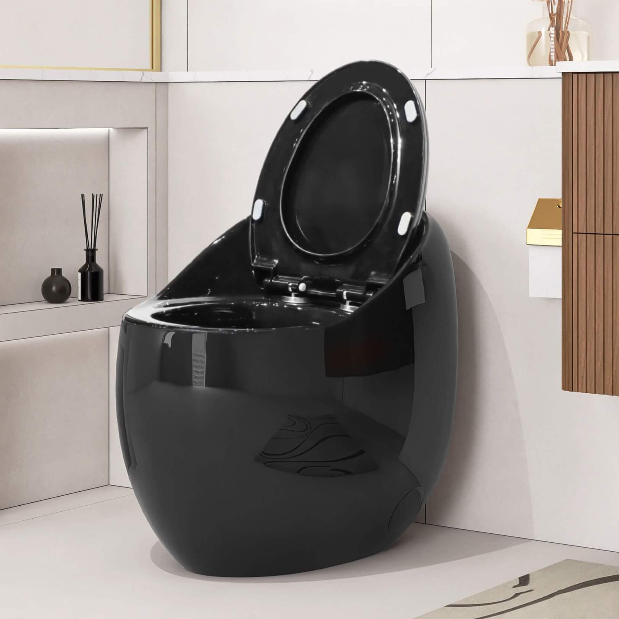Modern 1.28 GPF Single Flush 1-Piece Ceramic Egg-Shaped Toilet (SAK93341) - Energize Trek