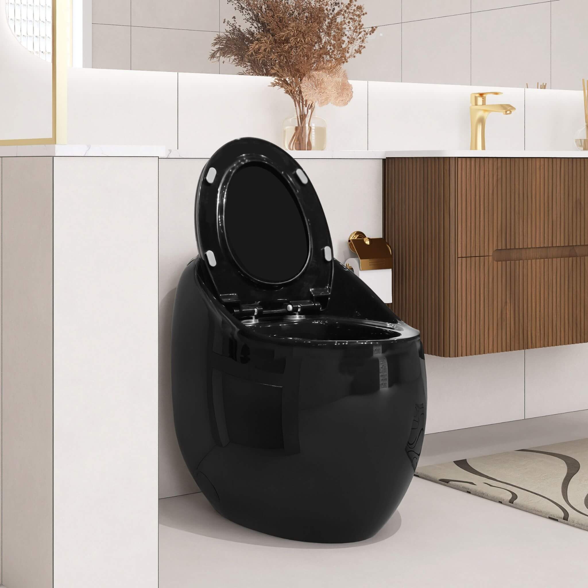 Modern 1.28 GPF Single Flush 1-Piece Ceramic Egg-Shaped Toilet (SAK93341) - Energize Trek
