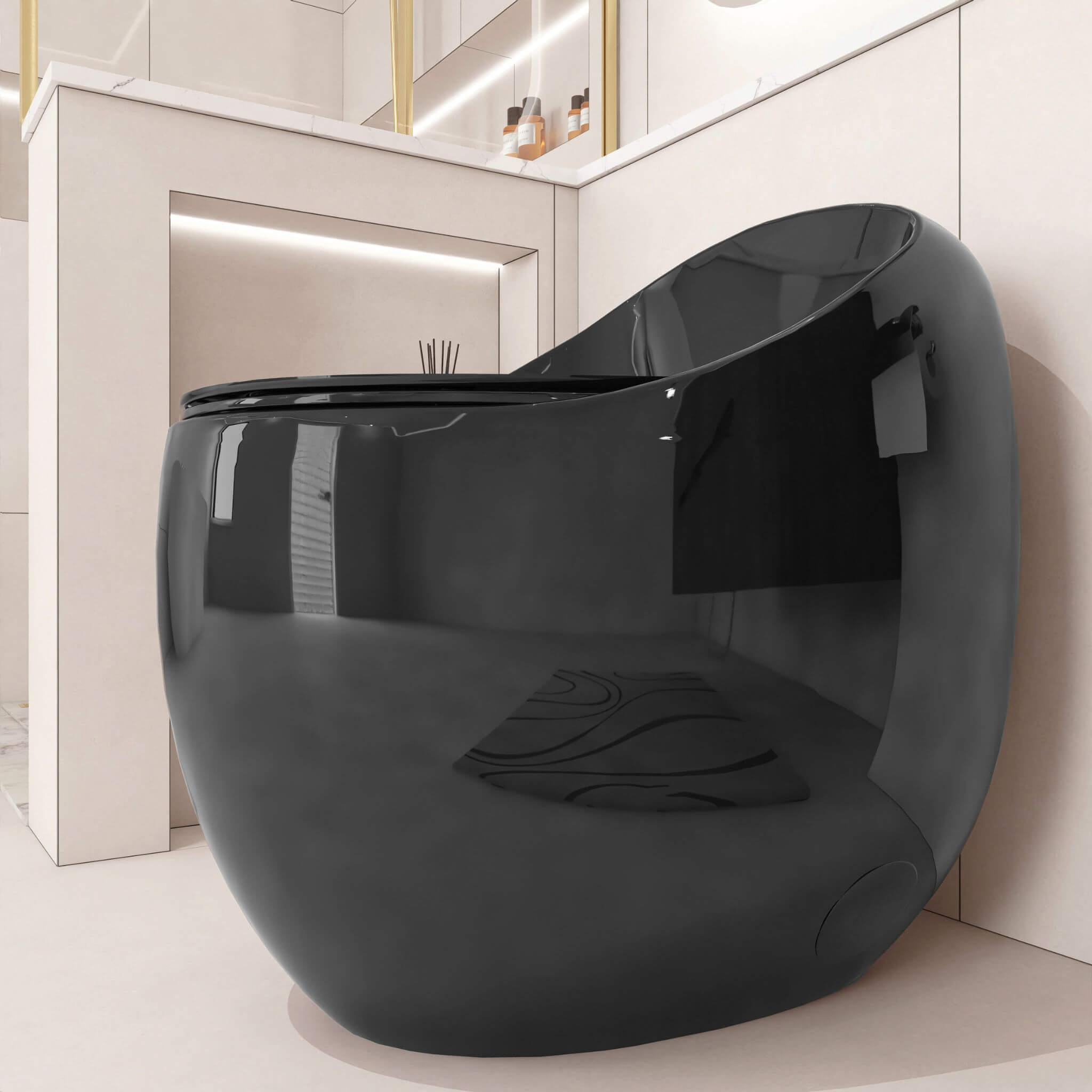 Modern 1.28 GPF Single Flush 1-Piece Ceramic Egg-Shaped Toilet (SAK93341) - Energize Trek