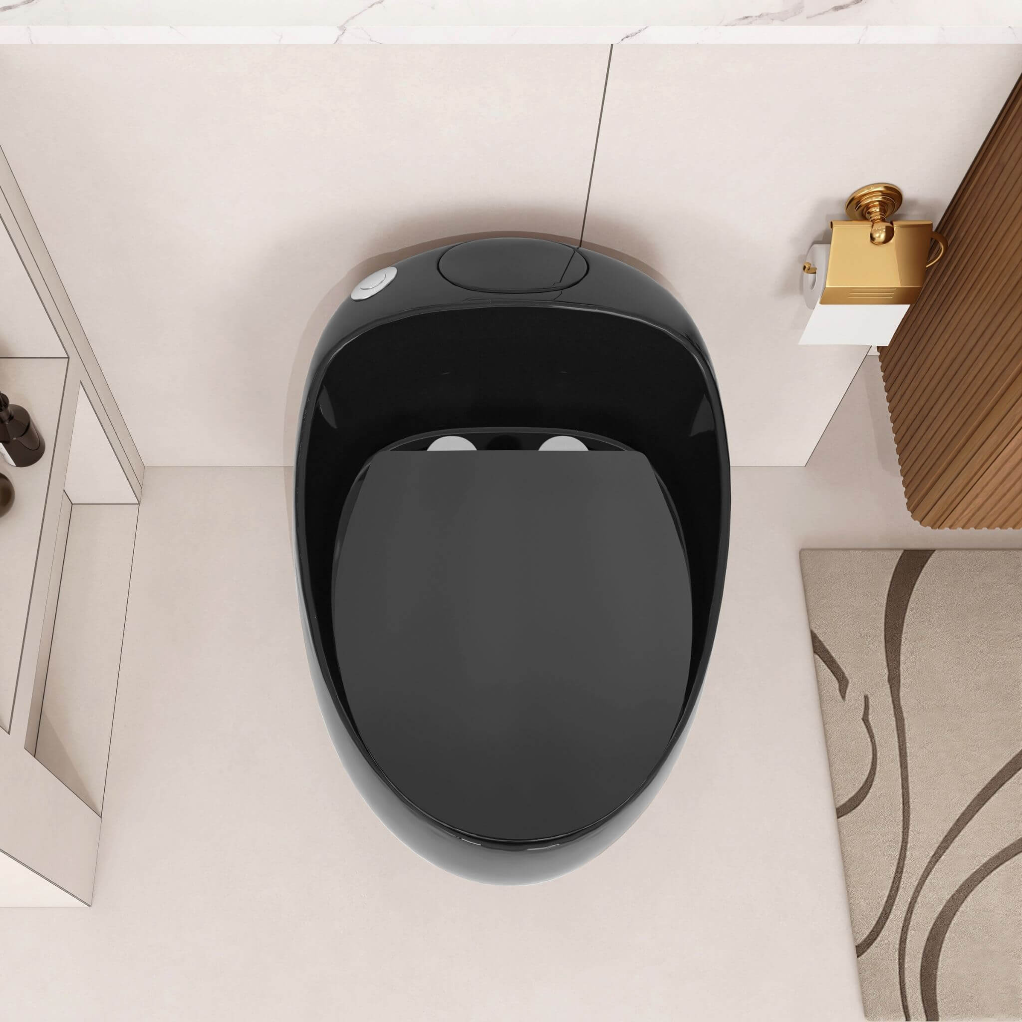 Modern 1.28 GPF Single Flush 1-Piece Ceramic Egg-Shaped Toilet (SAK93341) - Energize Trek