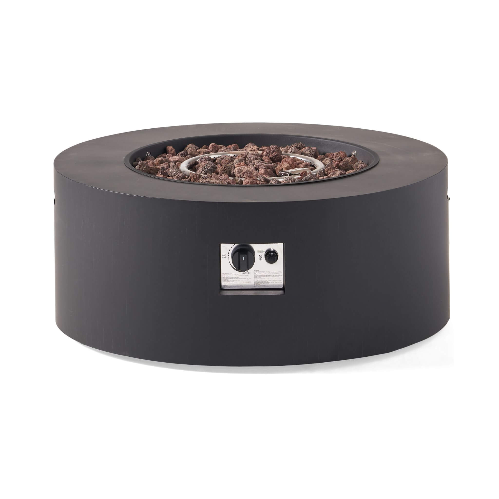Modern 32" 40K BTU Round Iron Propane Fire Pit (SAK29102) - Energize Trek