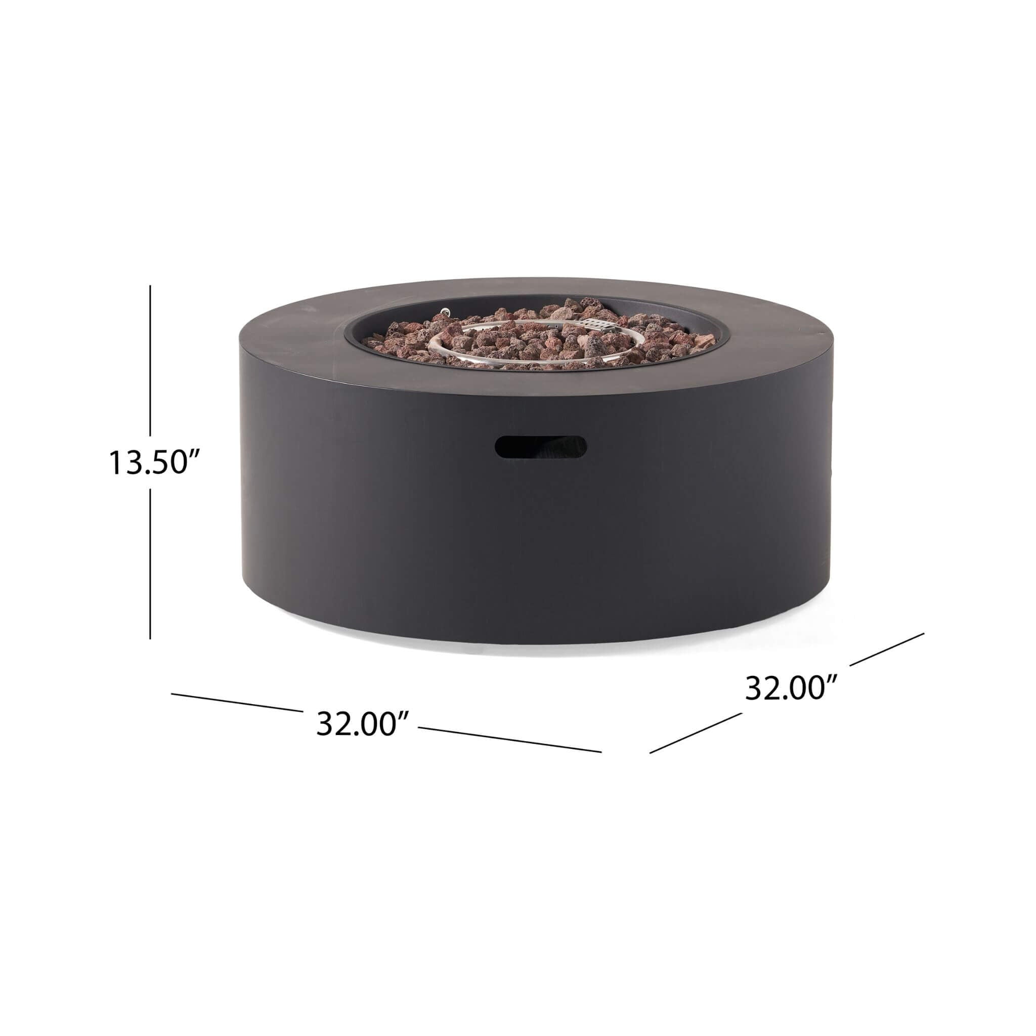 Modern 32" 40K BTU Round Iron Propane Fire Pit (SAK29102) - Energize Trek