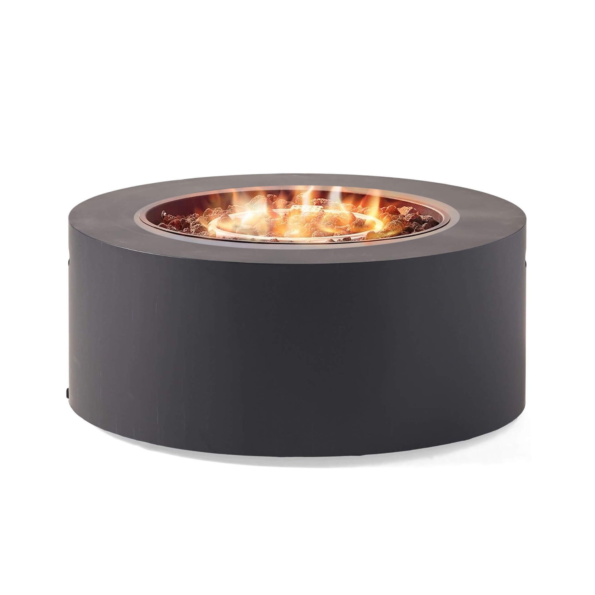 Modern 32" 40K BTU Round Iron Propane Fire Pit (SAK29102) - Energize Trek