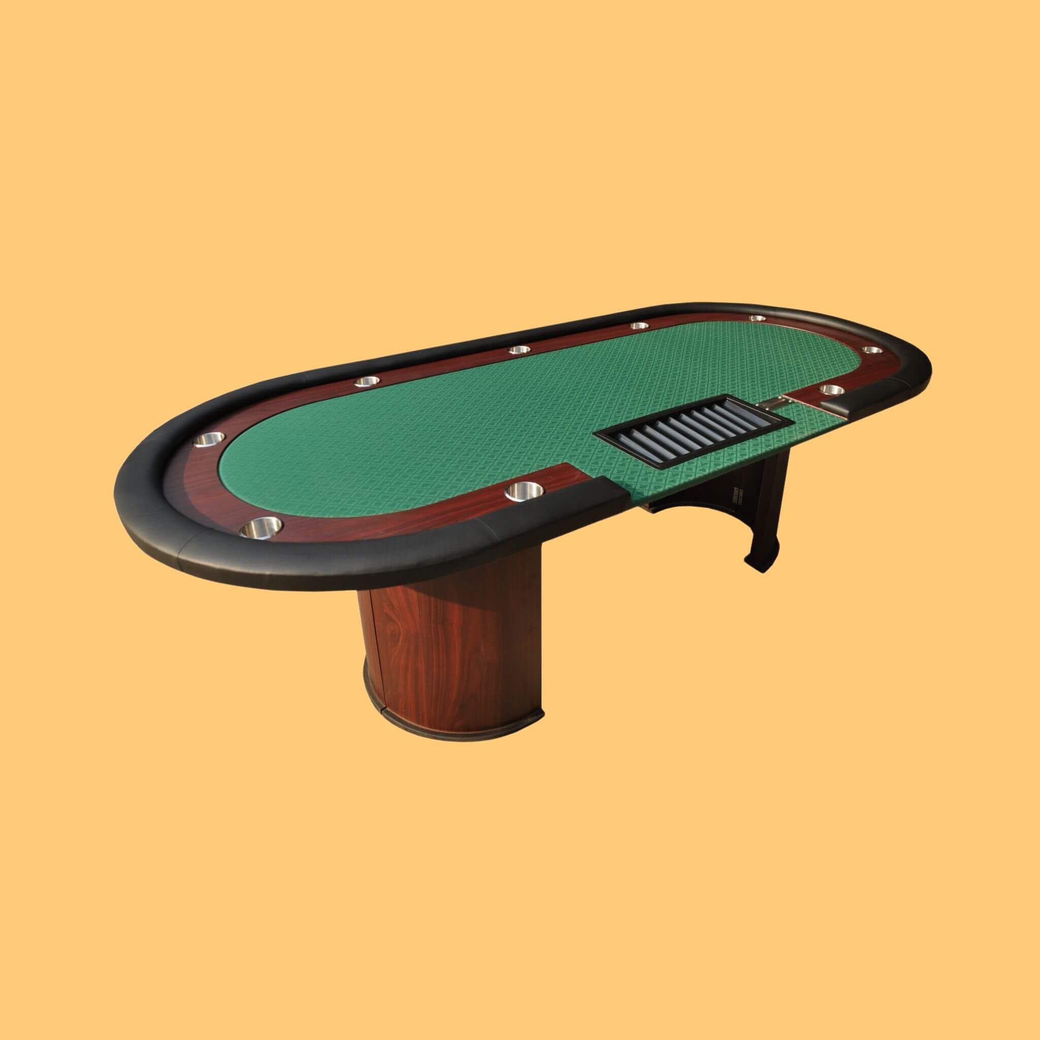 Modern 96" Wooden Poker Table With U Shape Legs, Drop Box And Chips Tray (SAK83109) - Energize Trek