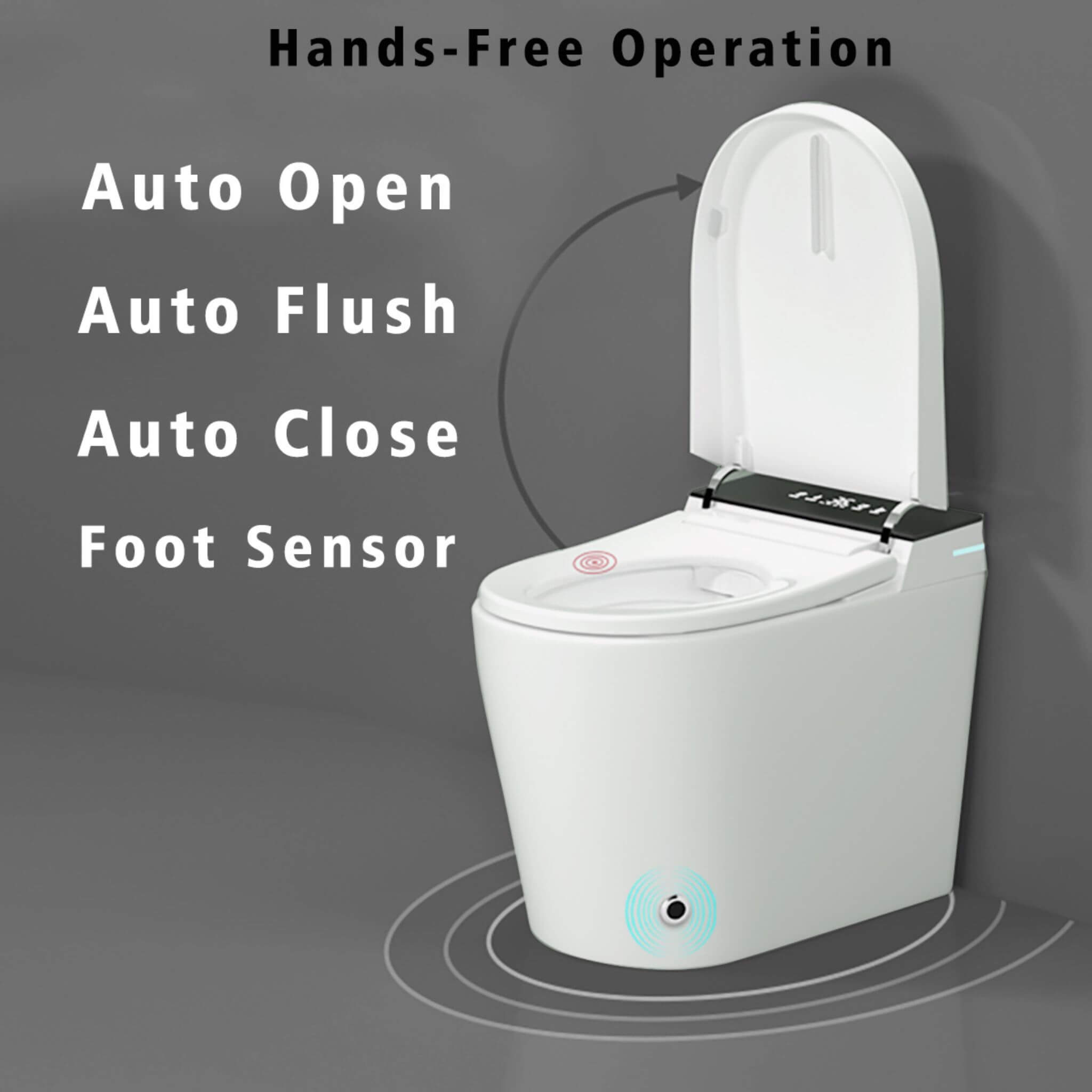 Modern Compact Smart Tankless Toilet With Bidet, Auto Open, Auto Flush, Heated Seat And Air Dryer (SAK51990) - Energize Trek