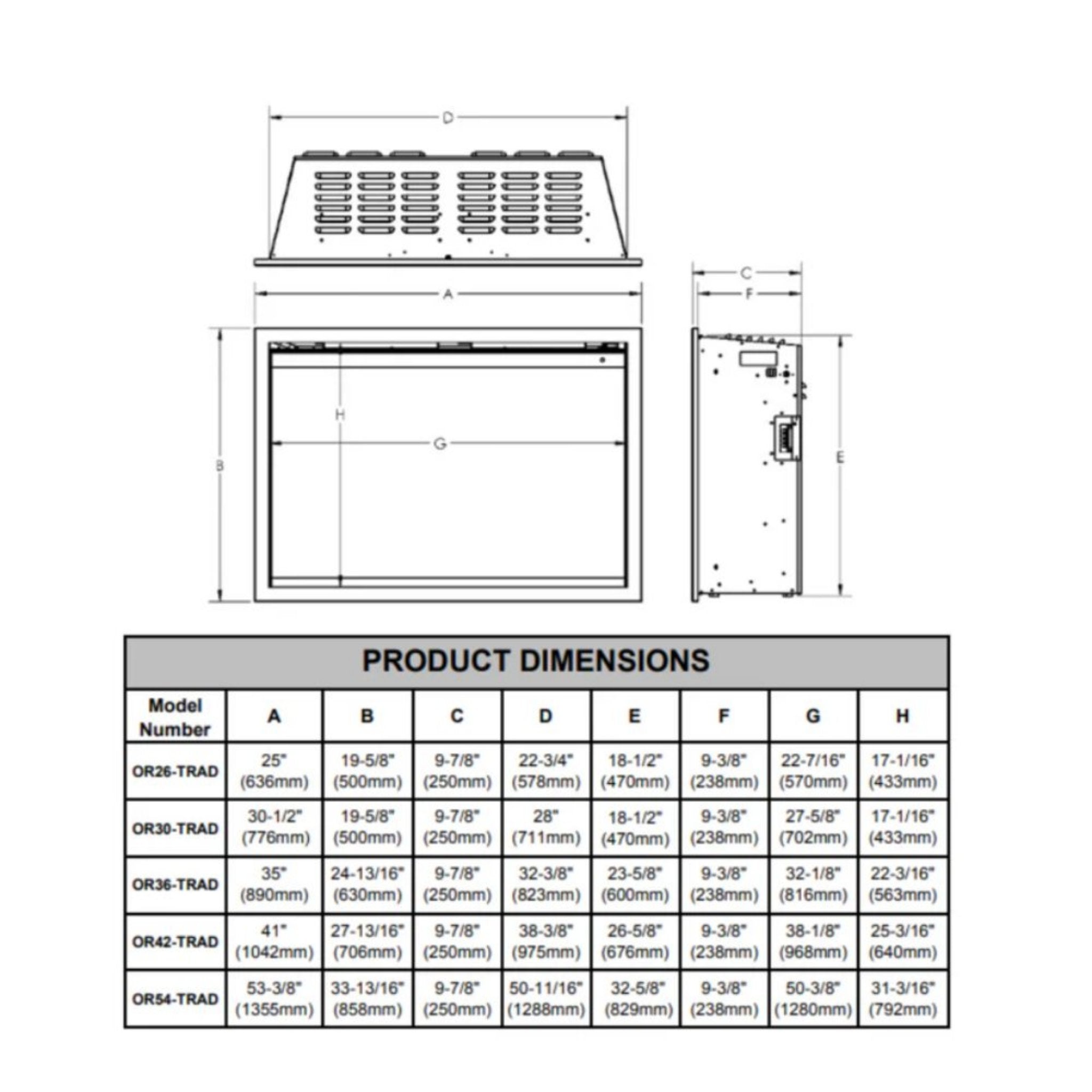 Modern Flames Orion Traditional 54" Heliovision Electric Fireplace [OR54-TRAD] (SAK74620) - Energize Trek