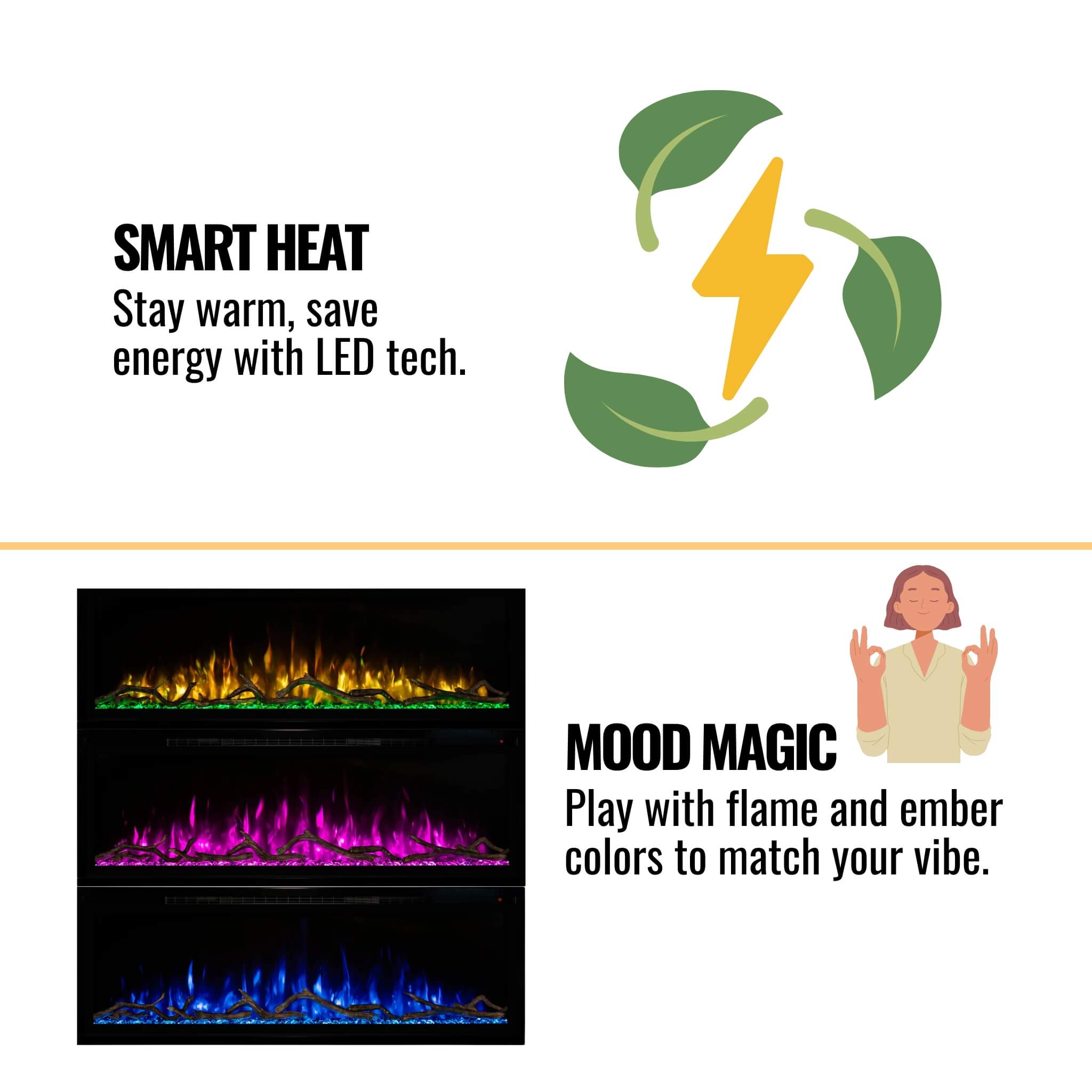 Modern Flames Spectrum Slimline 74" Built-In Linear Electric Fireplace [SPS-74B] (SAK73458) - Energize Trek