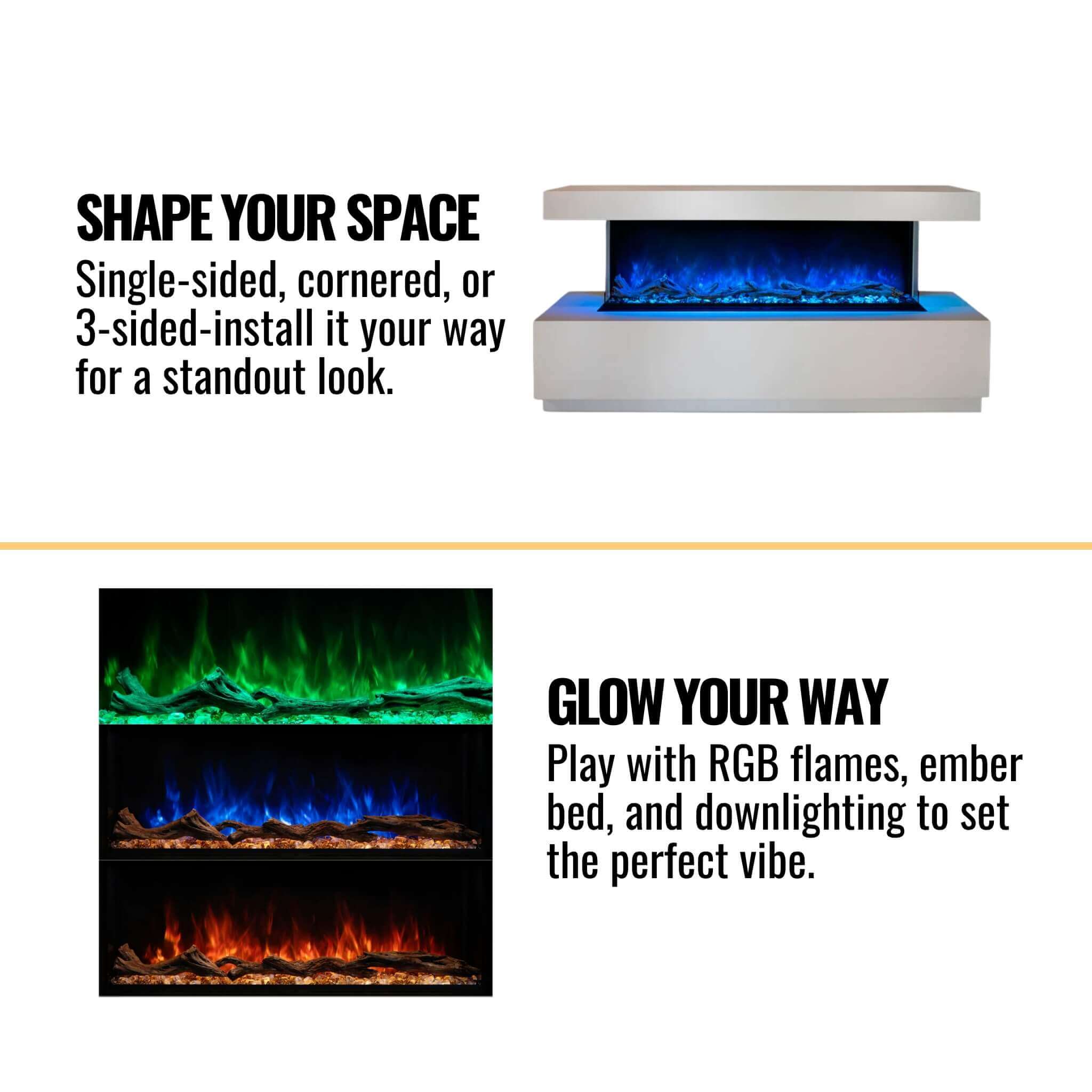 Modern Flames Landscape Pro Multi 44" Linear Multi-Sided Electric Fireplace [LPM-4416] (SAK12502) - Energize Trek