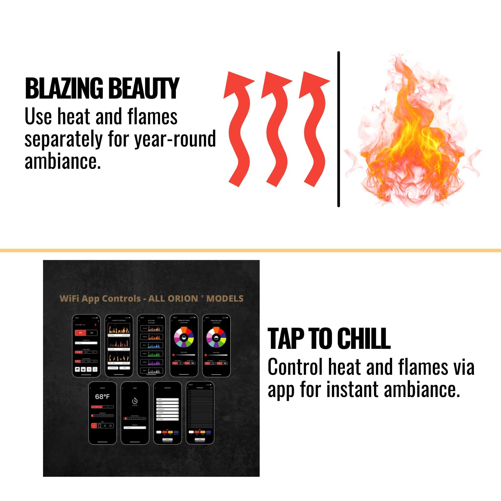 Modern Flames Orion Multi 100" Heliovision Multi-Sided Electric Fireplace [OR100-MULTI] (SAK38017) - Energize Trek