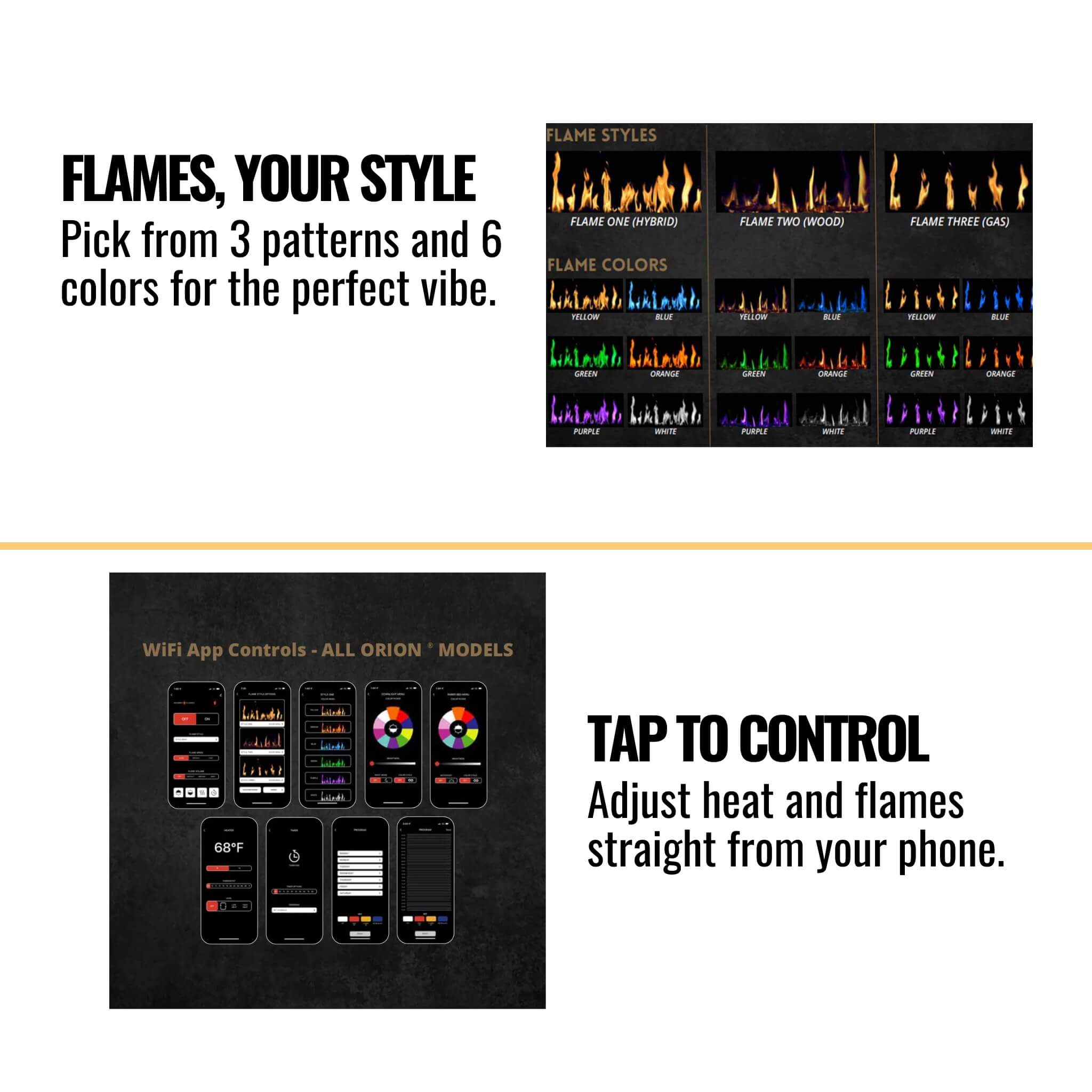 Modern Flames Orion Slim 76" Heliovision Single-Sided Electric Fireplace [OR76-SLIM] (SAK41935) - Energize Trek
