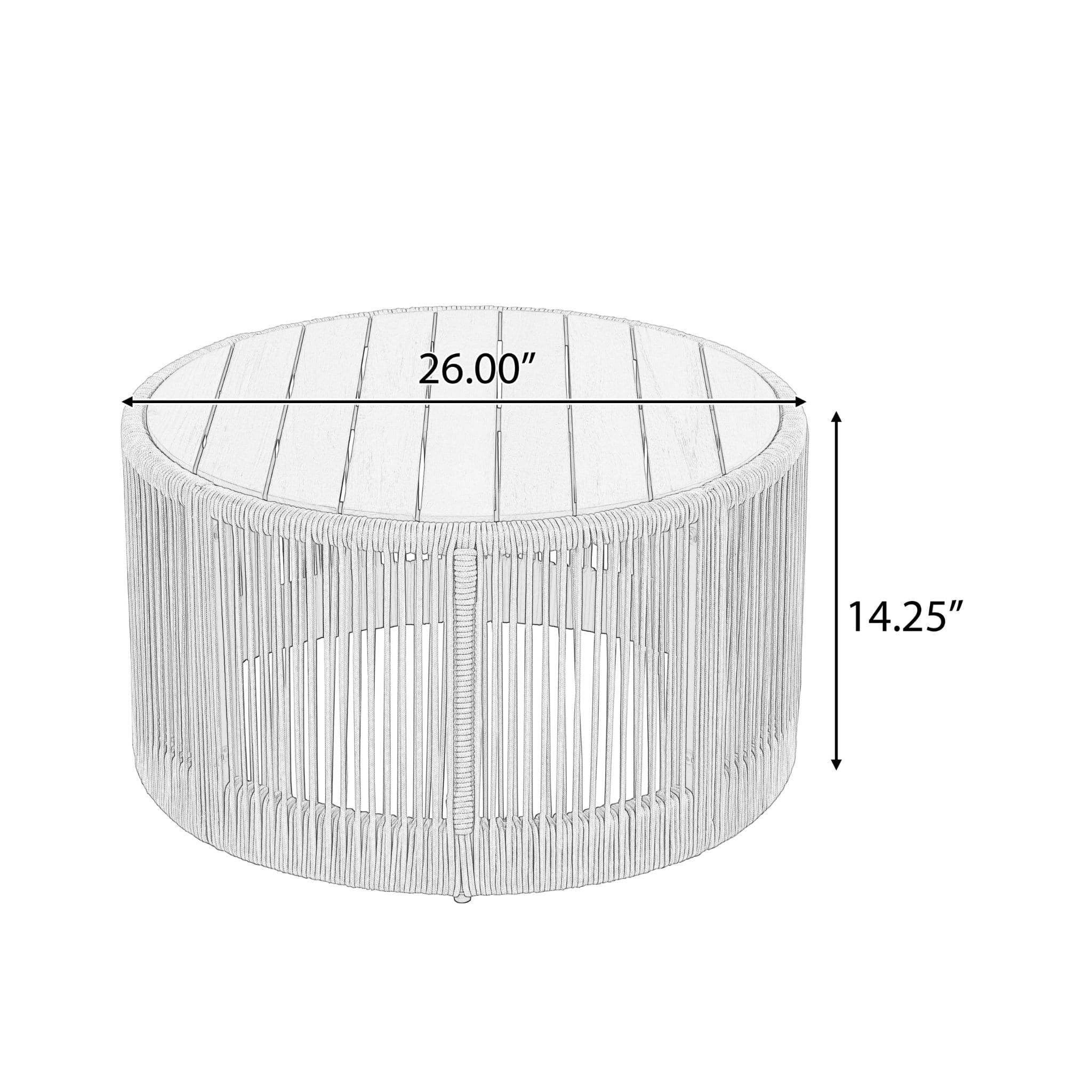 Modern Rustic Coffee Table & Side Table With Woven Rope Design (SAK56739) - Energize Trek