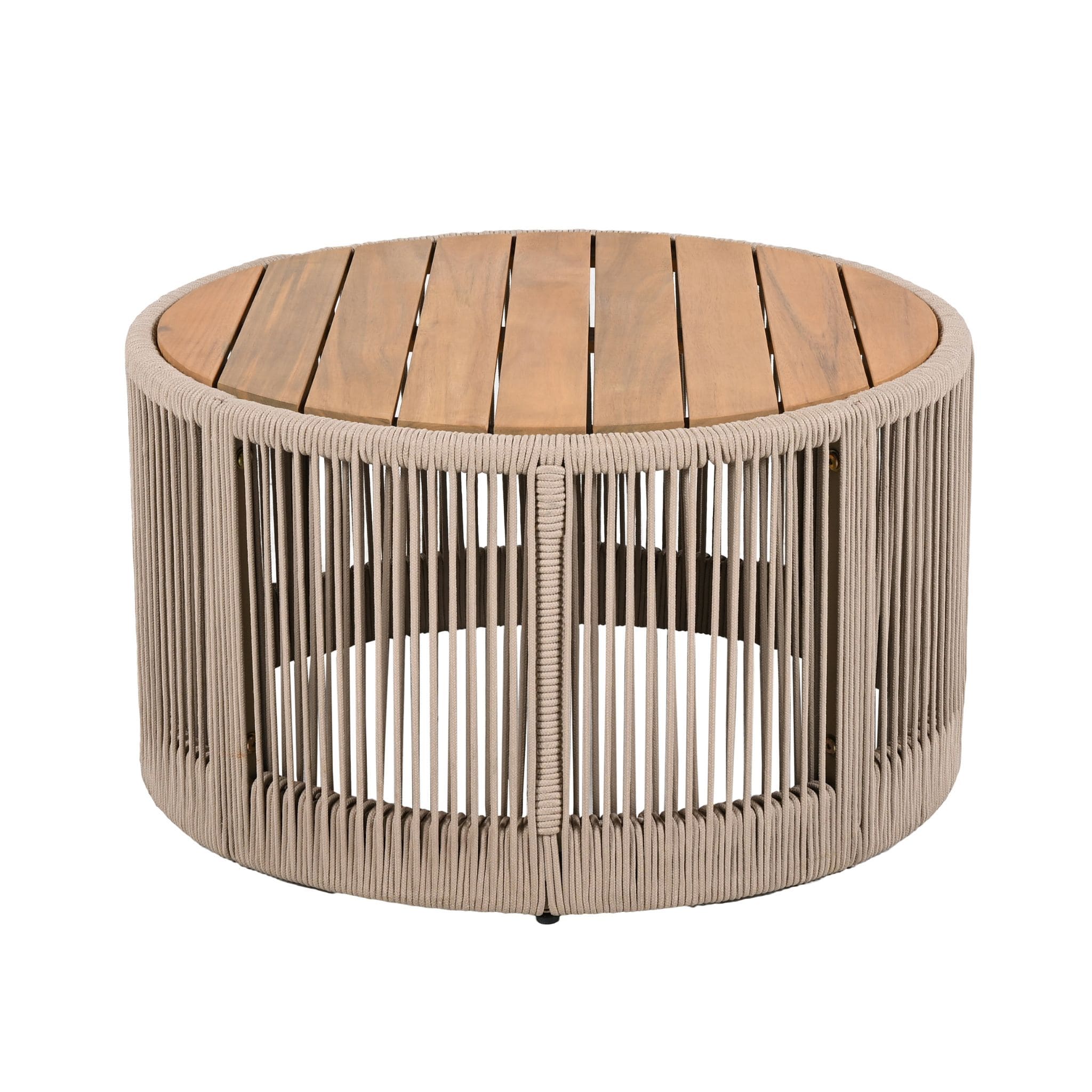 Modern Rustic Coffee Table & Side Table With Woven Rope Design (SAK56739) - Energize Trek
