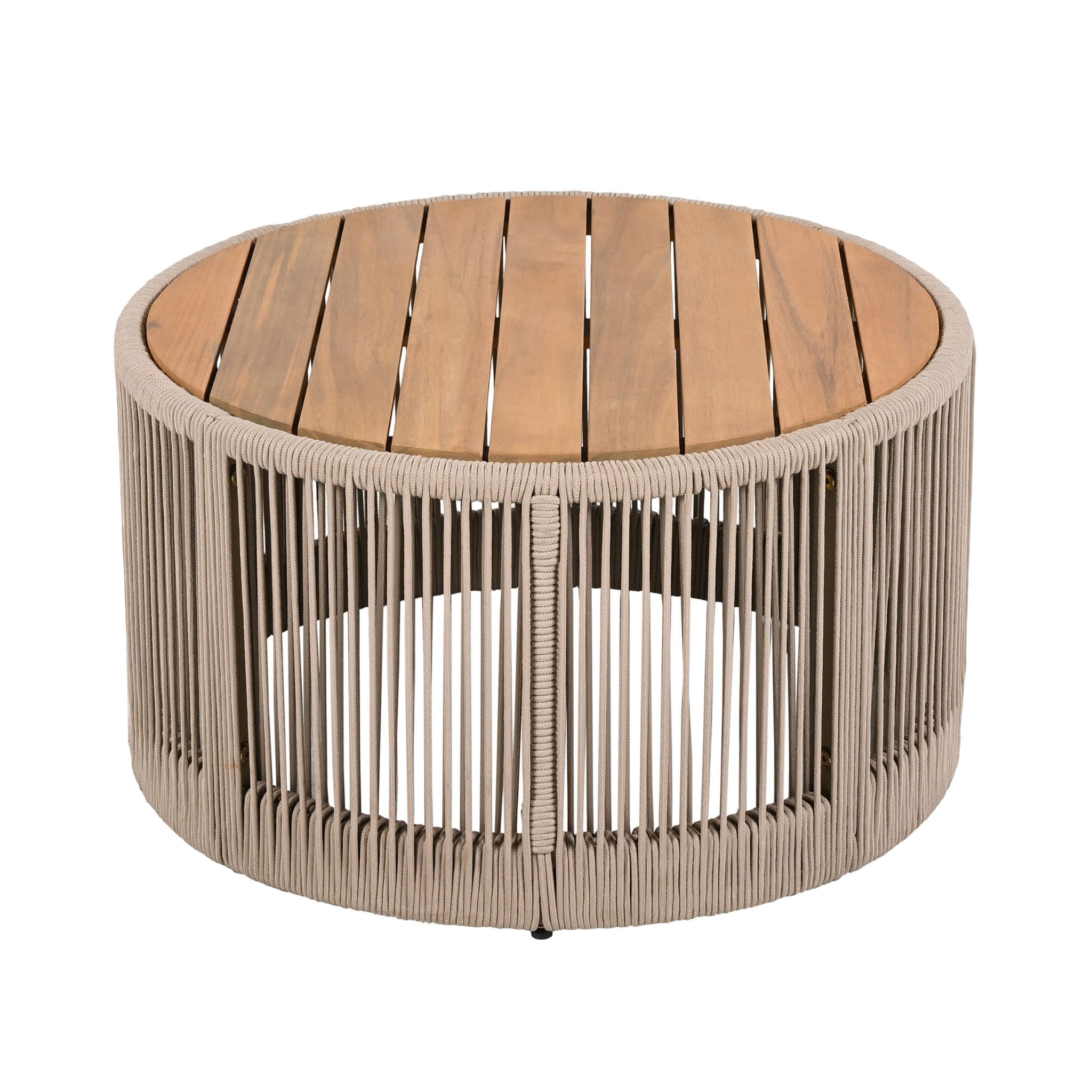 Modern Rustic Coffee Table & Side Table With Woven Rope Design (SAK56739) - Energize Trek