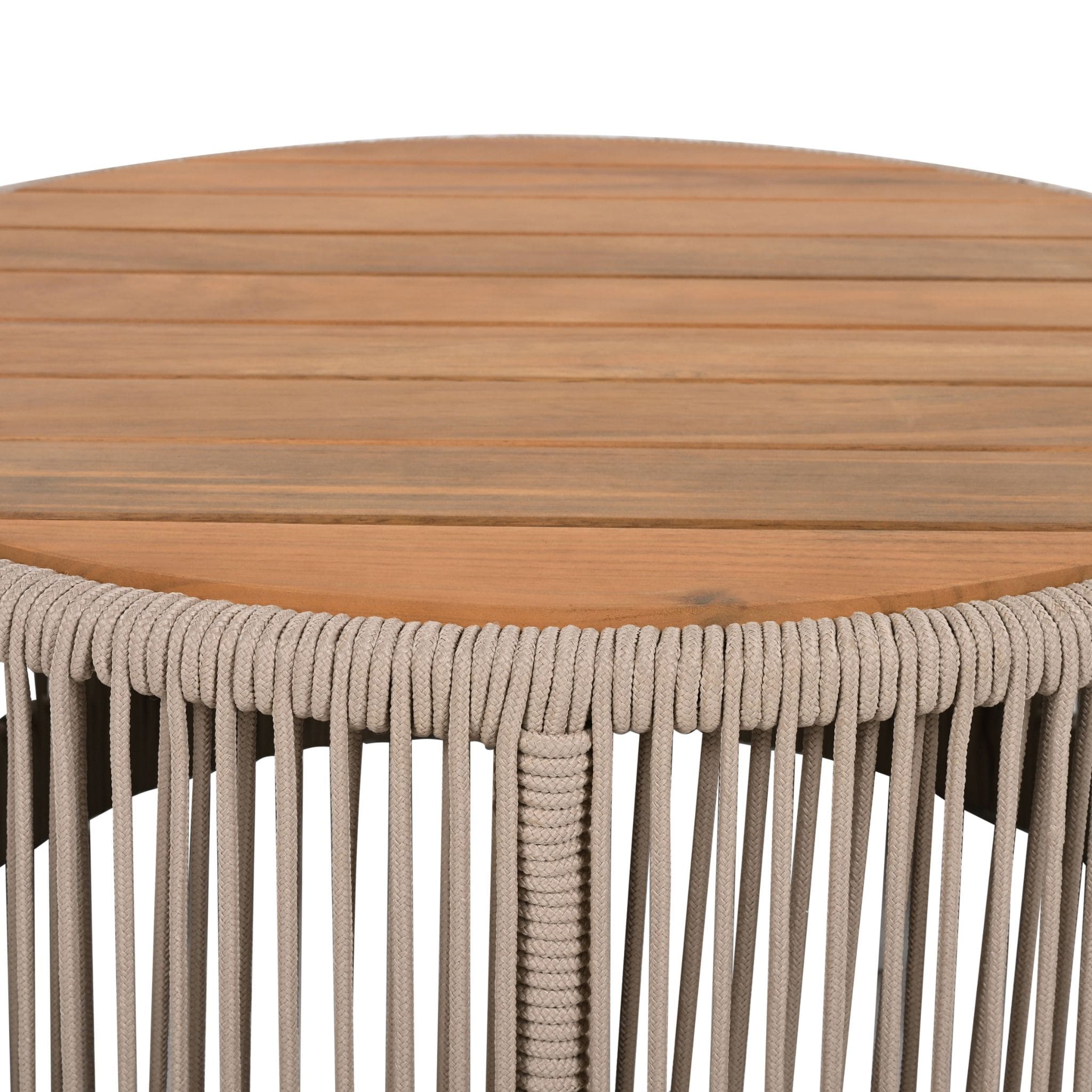 Modern Rustic Coffee Table & Side Table With Woven Rope Design (SAK56739) - Energize Trek