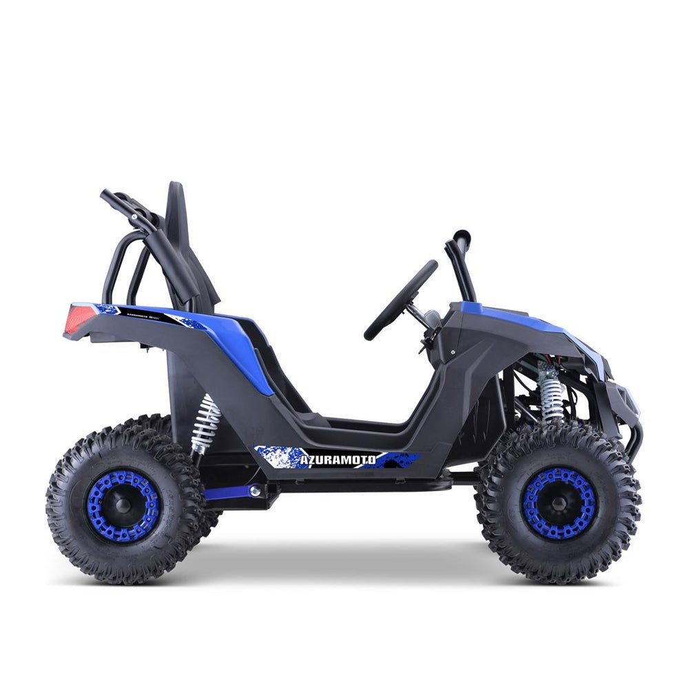 MotoTec Raider 1200W 48V/12AH Kids Electric Full Suspension UTV, Blue (93715062) - Energize Trek