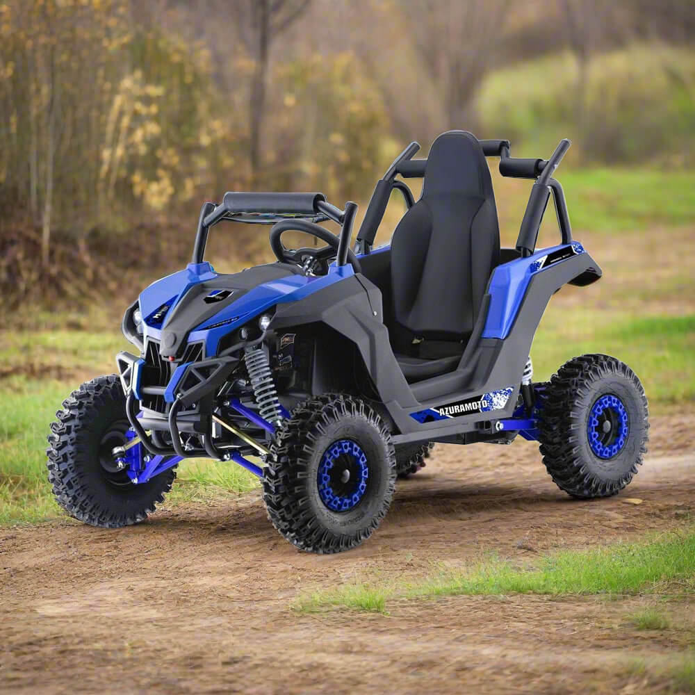 MotoTec Raider 1200W 48V/12AH Kids Electric Full Suspension UTV, Blue (93715062) - Energize Trek