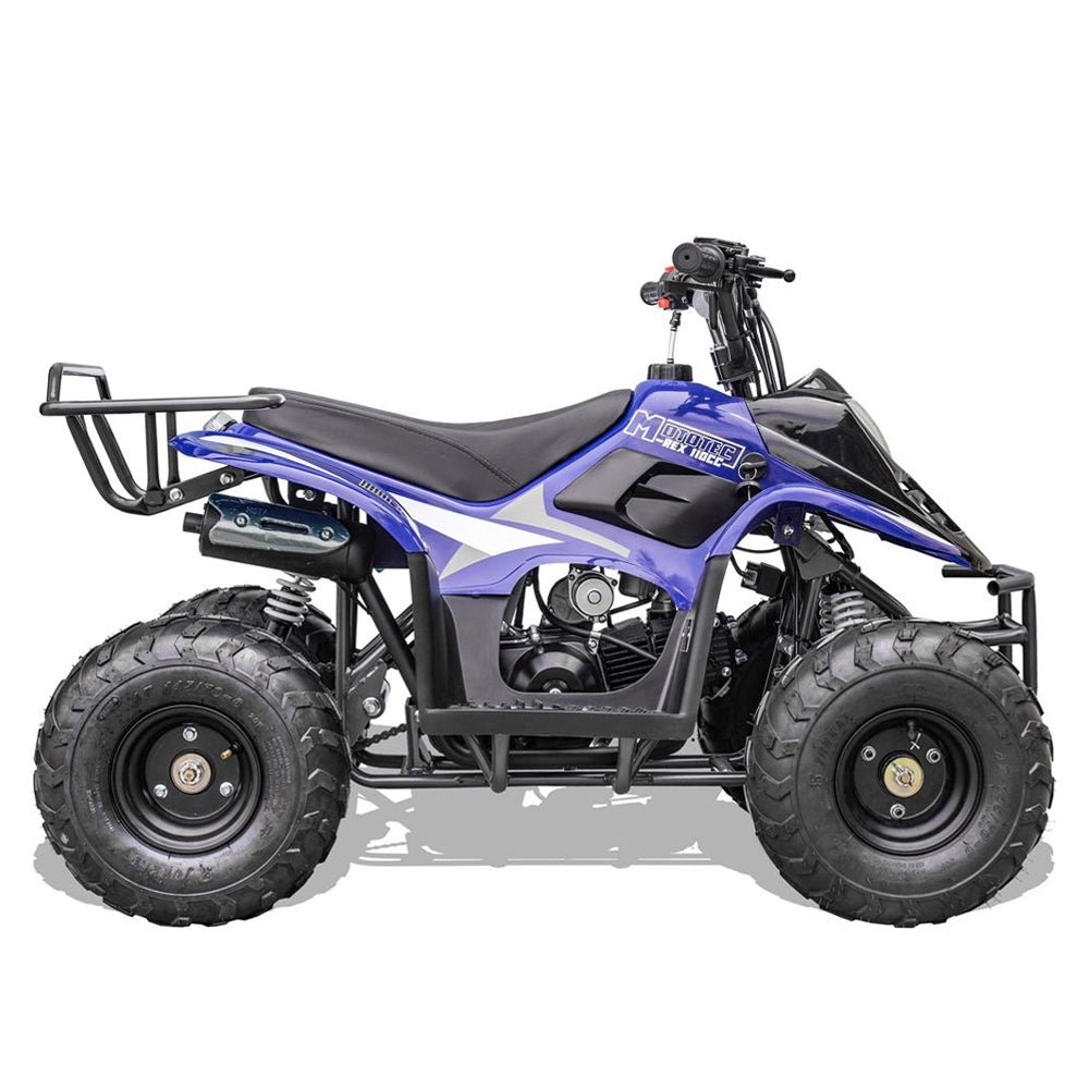 MotoTec Rex 110CC 4-Stroke Mini Kids 4 Wheeler Gas ATV Quad, Blue (91352842) - Energize Trek