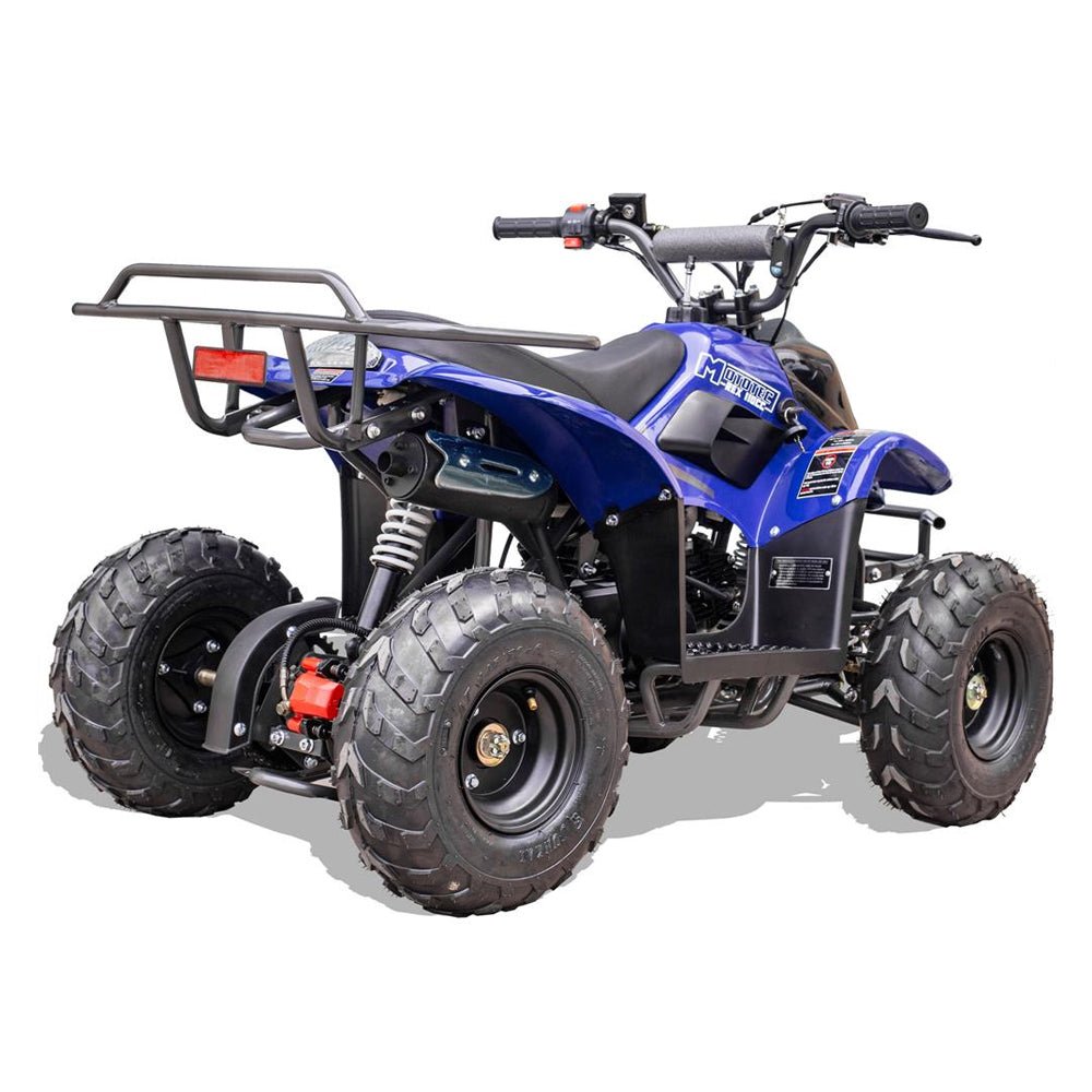 MotoTec Rex 110CC 4-Stroke Mini Kids 4 Wheeler Gas ATV Quad, Blue (91352842) - Energize Trek