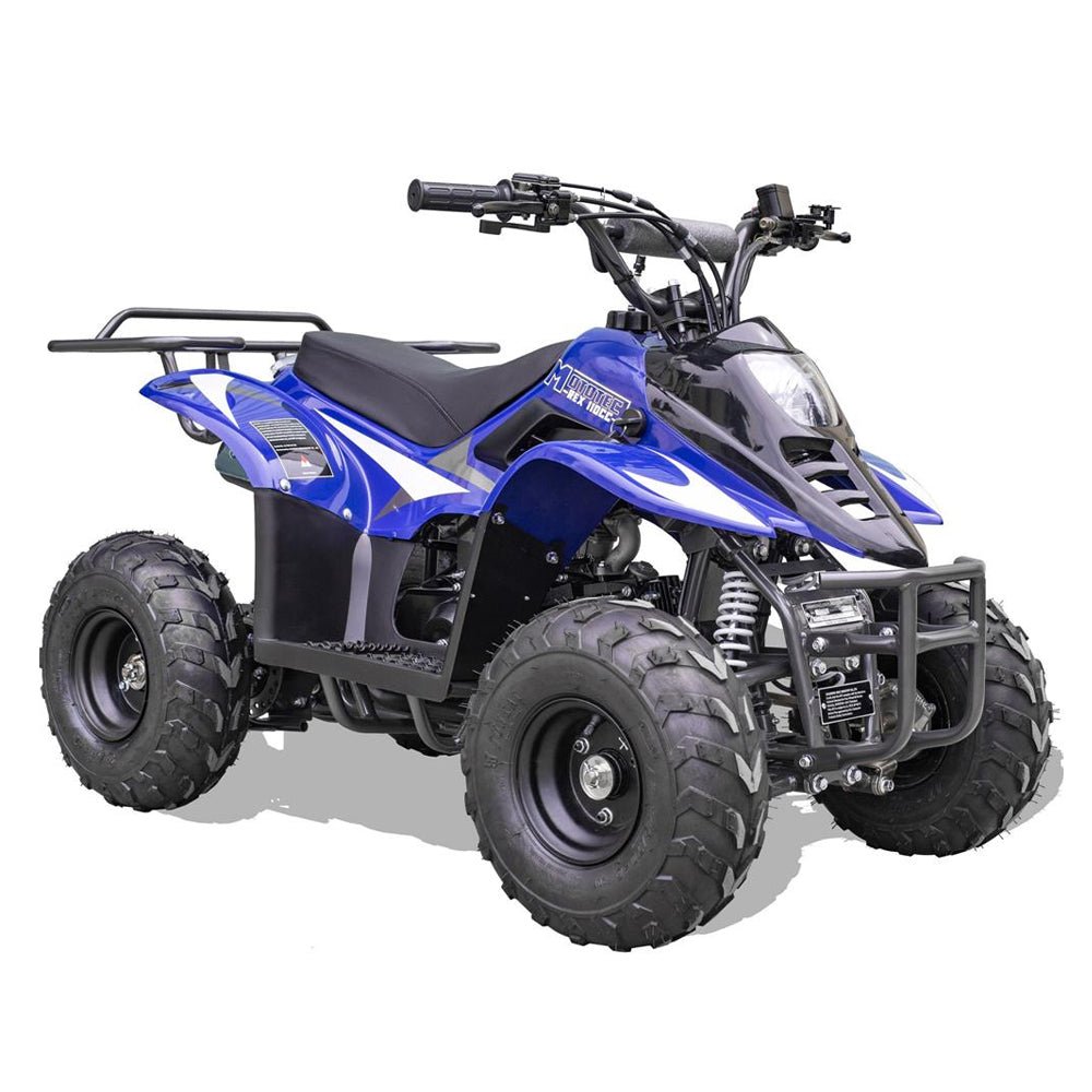 MotoTec Rex 110CC 4-Stroke Mini Kids 4 Wheeler Gas ATV Quad, Blue (91352842) - Energize Trek
