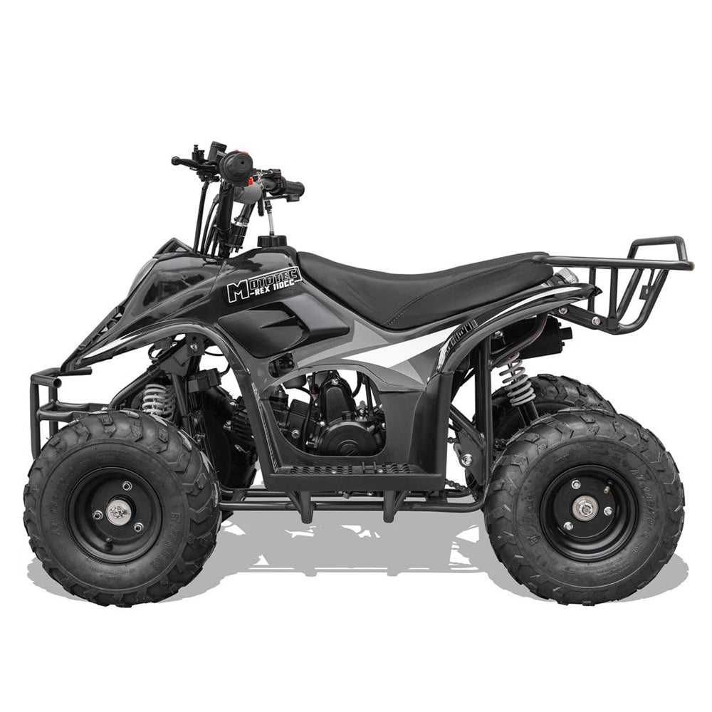 MotoTec Rex 110CC 4-Stroke Mini Kids 4 Wheeler Gas ATV Quad, Black (95316842) - Energize Trek