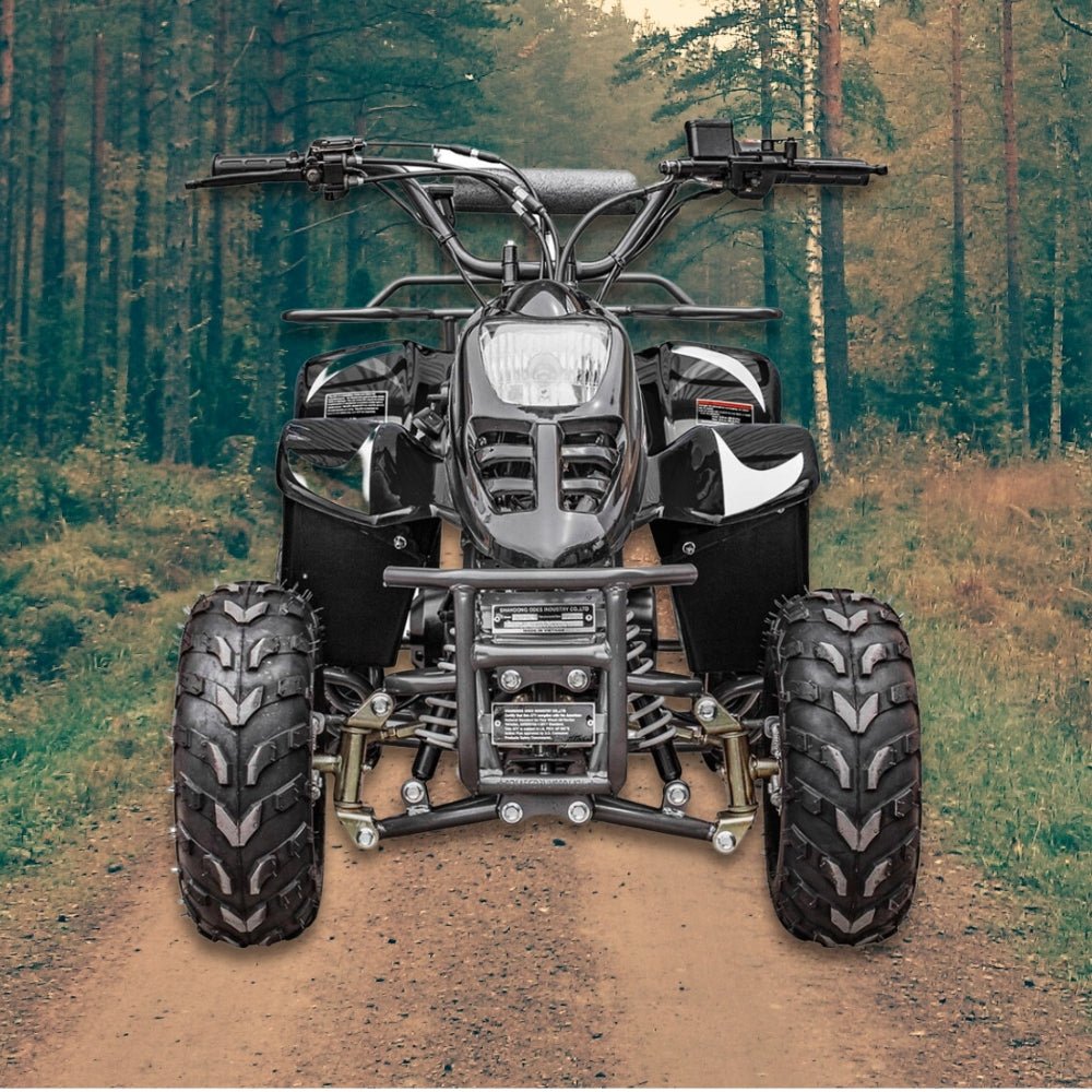 MotoTec Rex 110CC 4-Stroke Mini Kids 4 Wheeler Gas ATV Quad, Black (95316842) - Energize Trek
