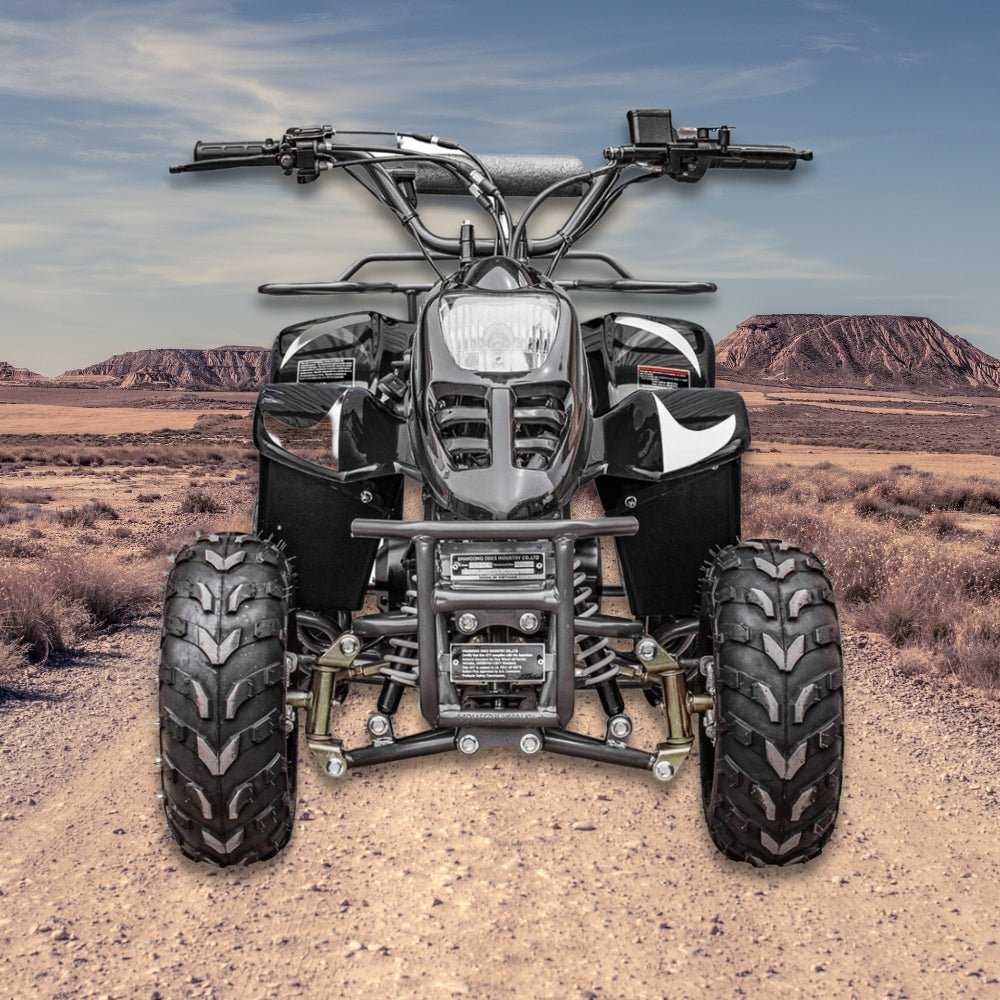 MotoTec Rex 110CC 4-Stroke Mini Kids 4 Wheeler Gas ATV Quad, Black (95316842) - Energize Trek