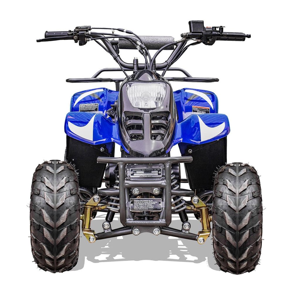MotoTec Rex 110CC 4-Stroke Mini Kids 4 Wheeler Gas ATV Quad, Blue (91352842) - Energize Trek