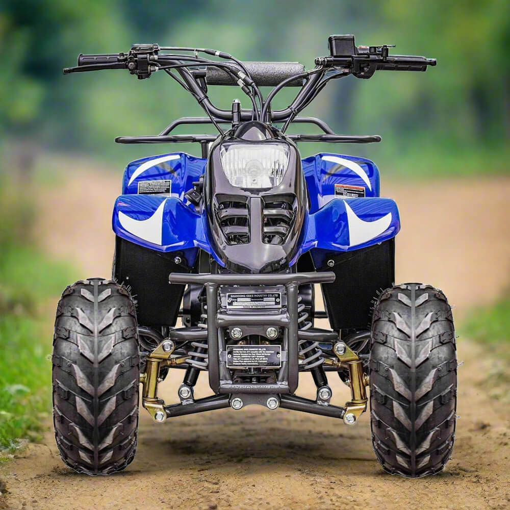 MotoTec Rex 110CC 4-Stroke Mini Kids 4 Wheeler Gas ATV Quad, Blue (91352842) - Energize Trek