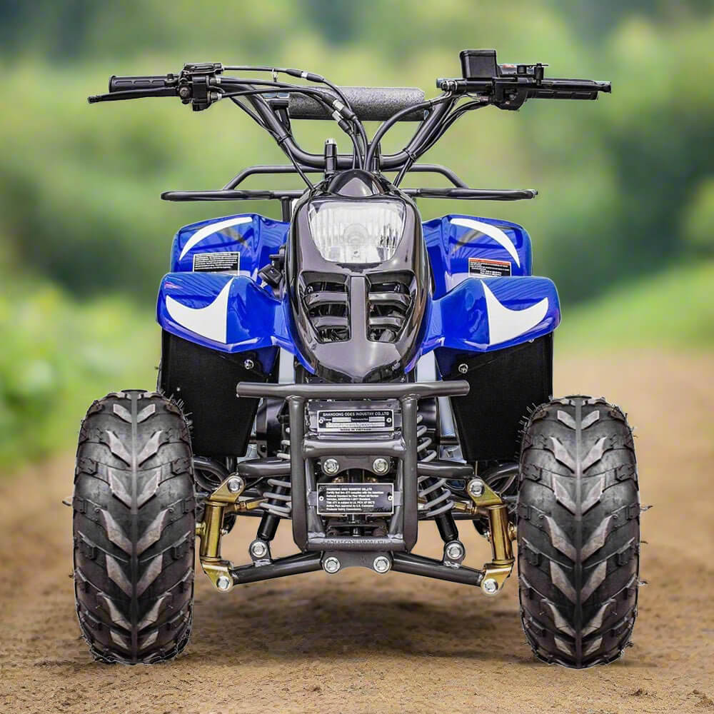 MotoTec Rex 110CC 4-Stroke Mini Kids 4 Wheeler Gas ATV Quad, Blue (91352842) - Energize Trek