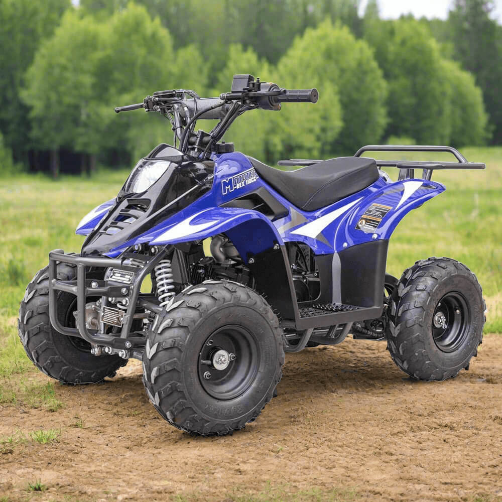 MotoTec Rex 110CC 4-Stroke Mini Kids 4 Wheeler Gas ATV Quad, Blue (91352842) - Energize Trek