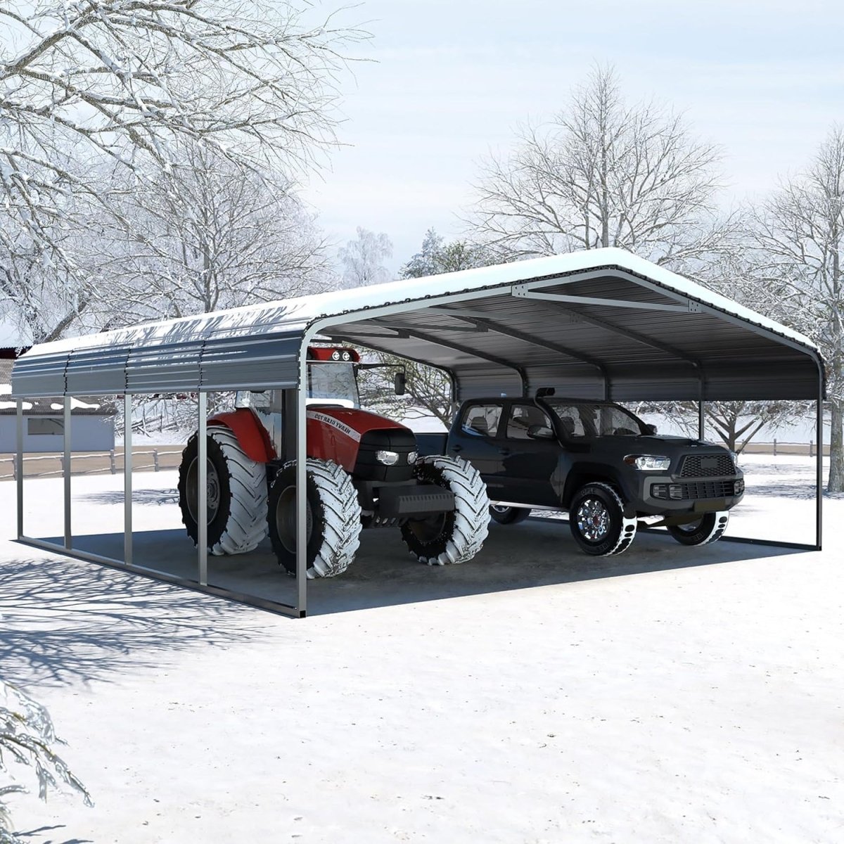 [20x20FT] MPT Extra Large Premium Heavy Duty Outdoor Metal Carport Shelter (SAK97425) - Energize Trek