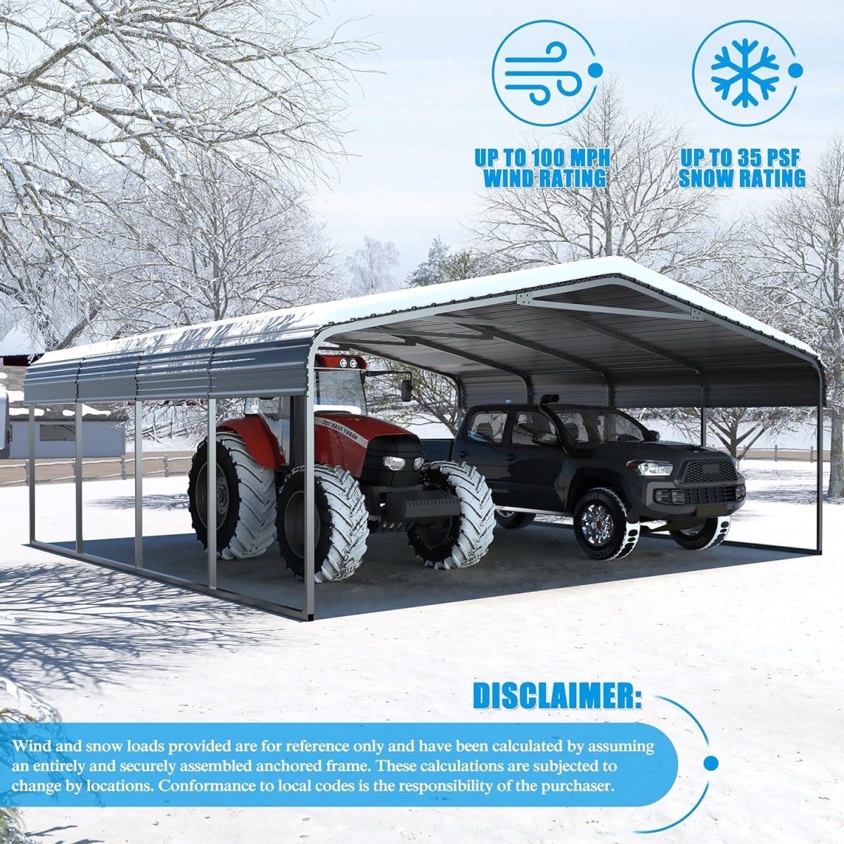 [20x20FT] MPT Extra Large Premium Heavy Duty Outdoor Metal Carport Shelter (SAK97425) - Energize Trek