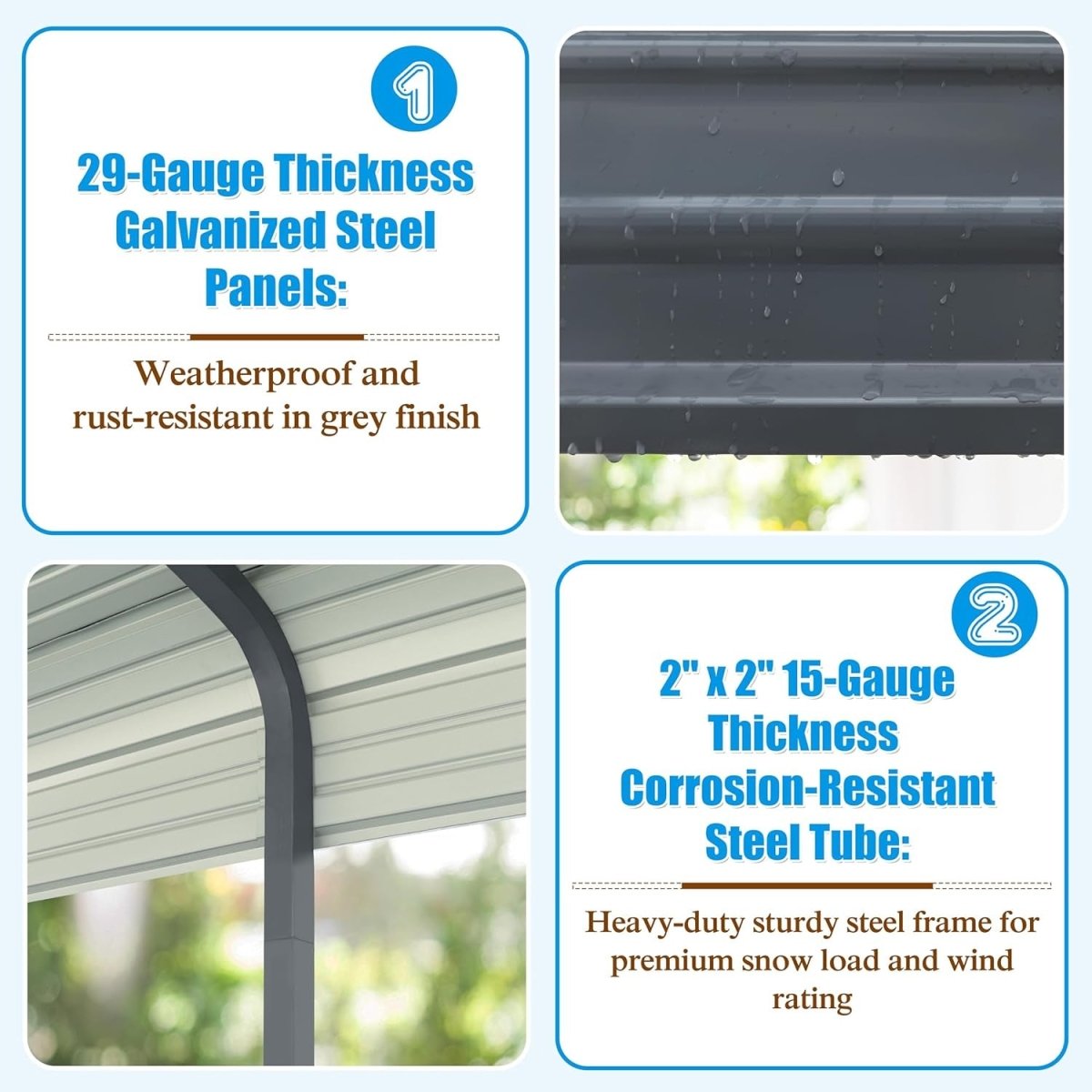 [20x20FT] MPT Extra Large Premium Heavy Duty Outdoor Metal Carport Shelter (SAK97425) - Energize Trek