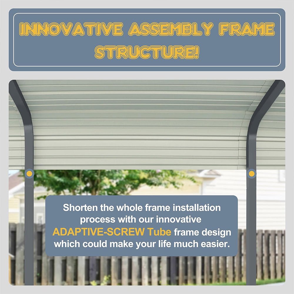 [12x20FT] MPT Premium Heavy Duty Outdoor Canopy Garage Shelter With Galvanized Metal Roof (SAK91523) - Energize Trek