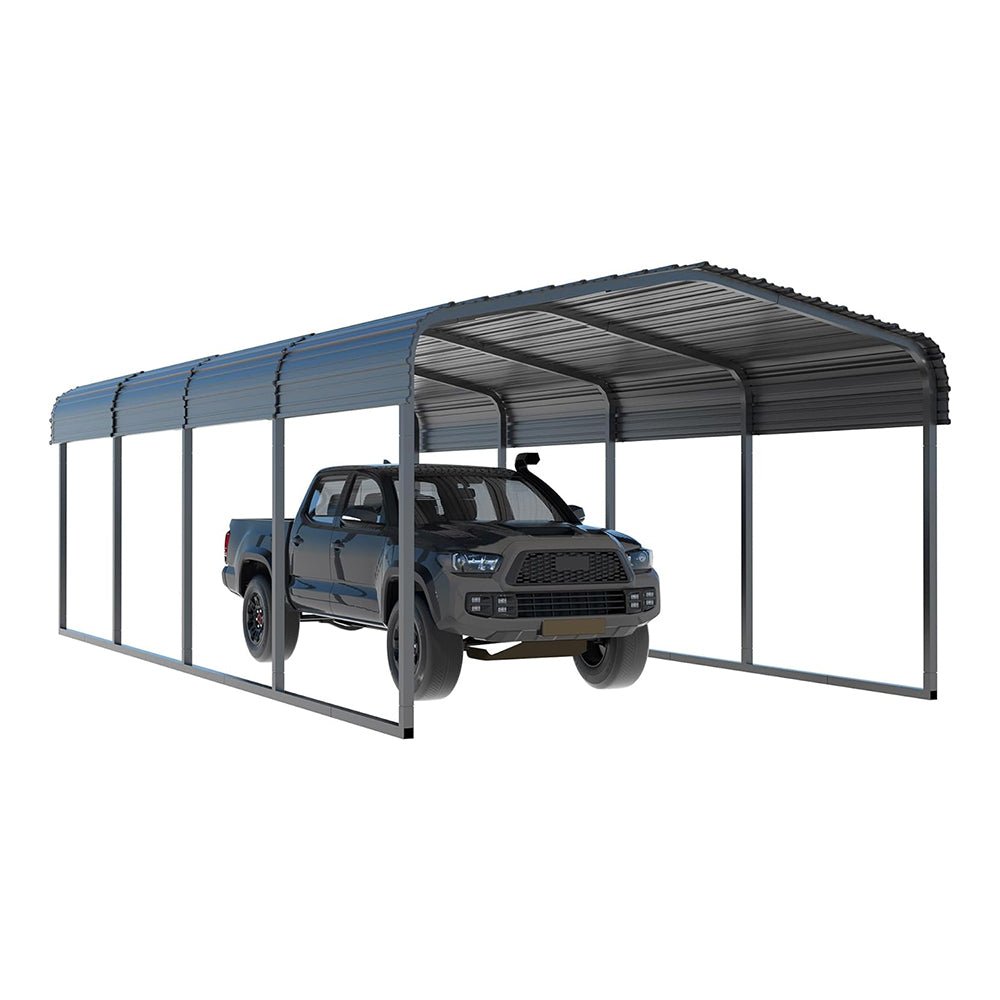 [12x20FT] MPT Premium Heavy Duty Outdoor Canopy Garage Shelter With Galvanized Metal Roof (SAK91523) - Energize Trek