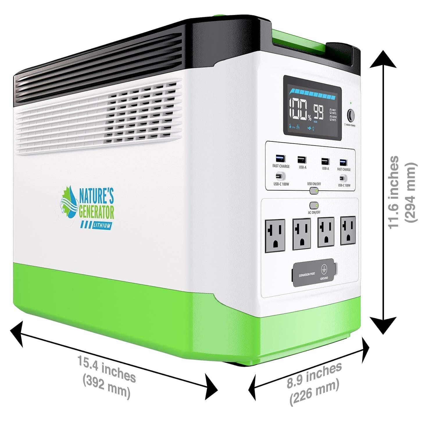 Nature's Generator Lithium 1800 Solar Generator and Transfer Switch - Energize Trek