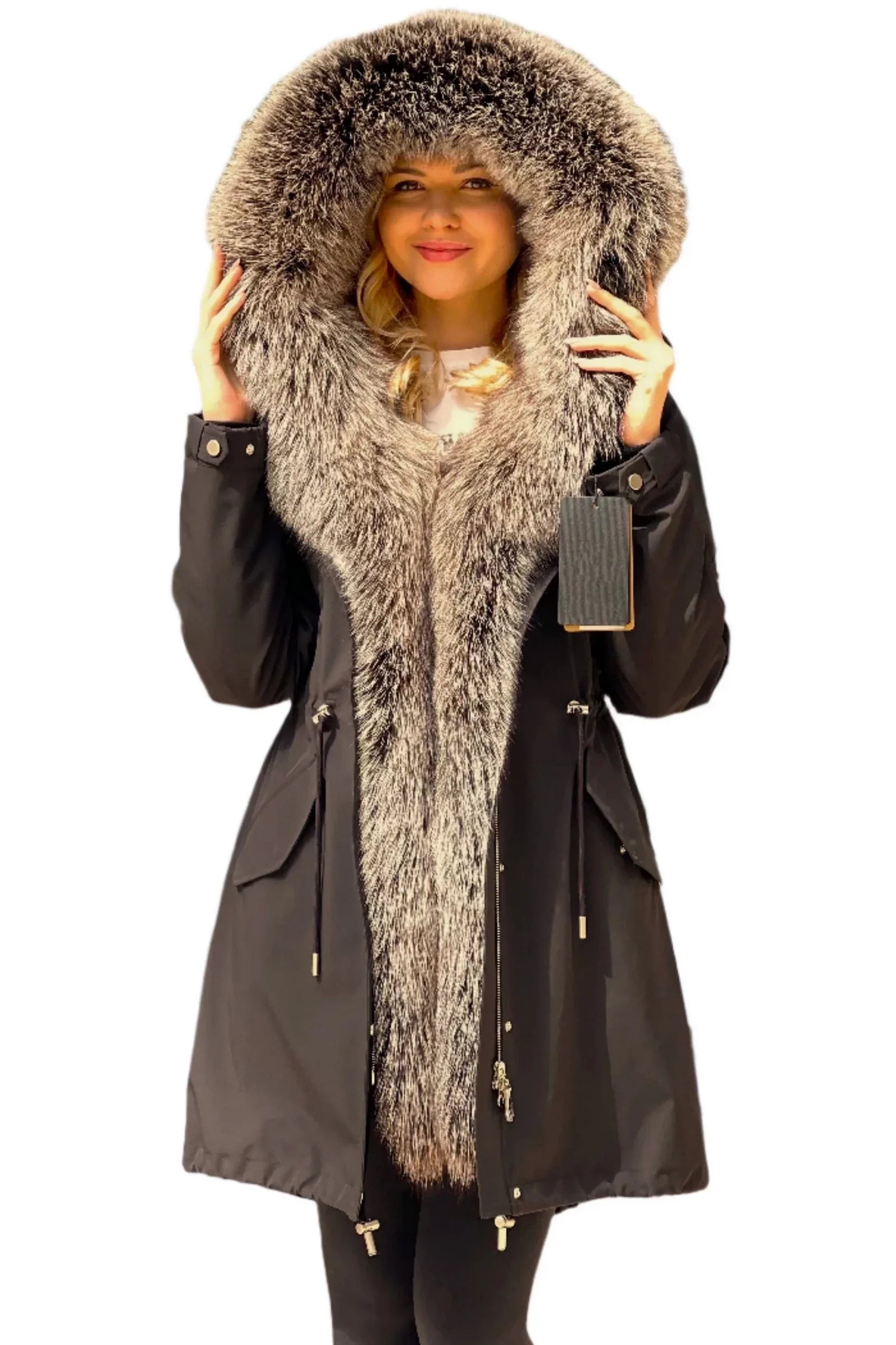 Silver Fox Fur Trim Rabbit Fur Insulated Parka - Energize Trek