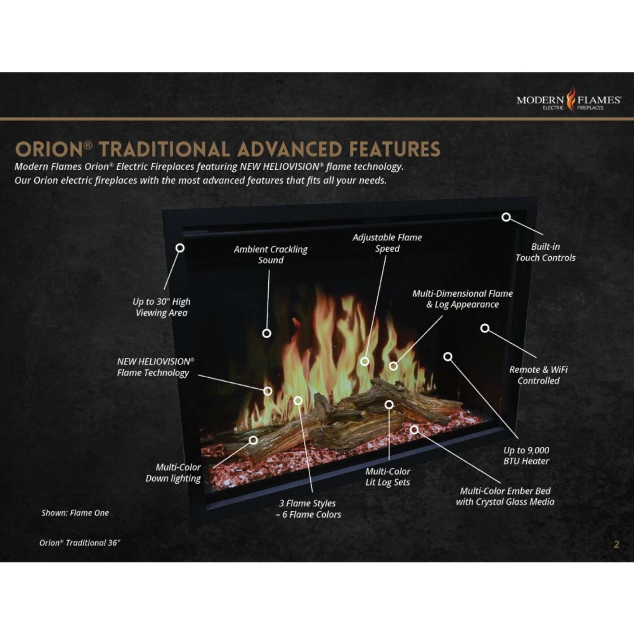 Modern Flames Orion Traditional 26" Heliovision Electric Fireplace [OR26-TRAD] (SAK51873) - Energize Trek