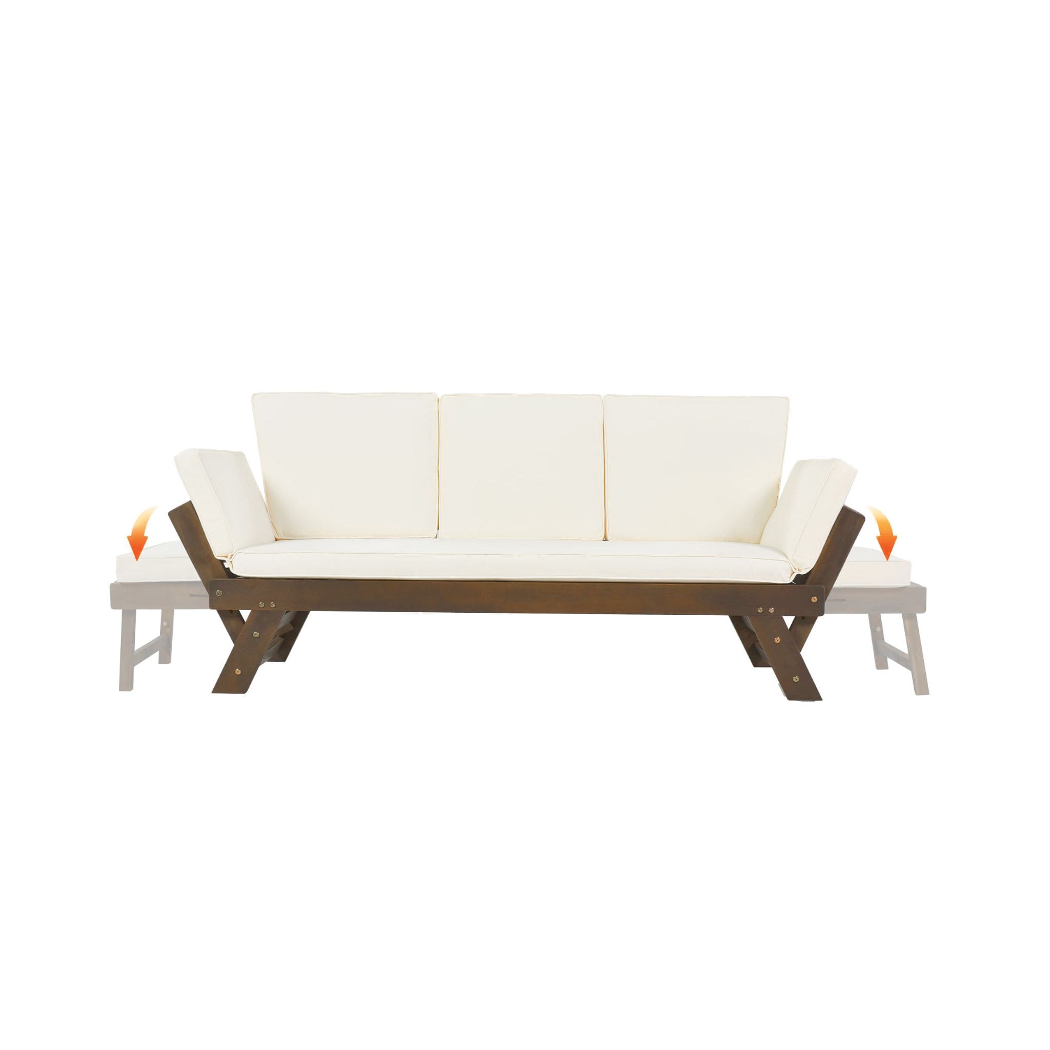 Outdoor Adjustable Wooden Patio Daybed Sofa With Cushions (SAK41345) - Energize Trek