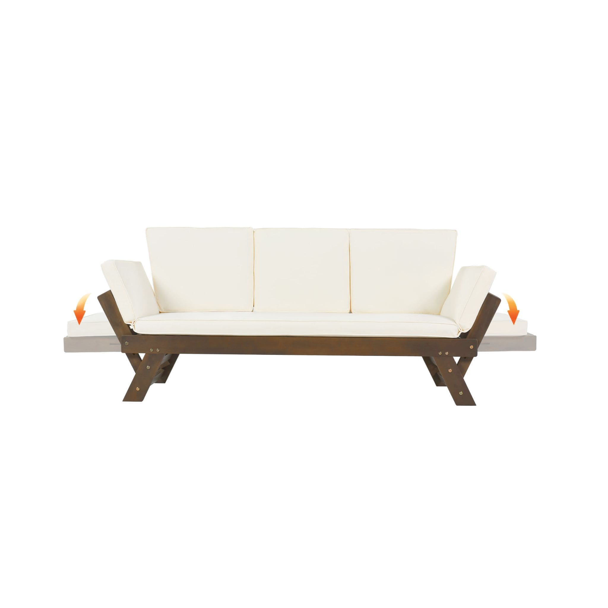 Outdoor Adjustable Wooden Patio Daybed Sofa With Cushions (SAK41345) - Energize Trek
