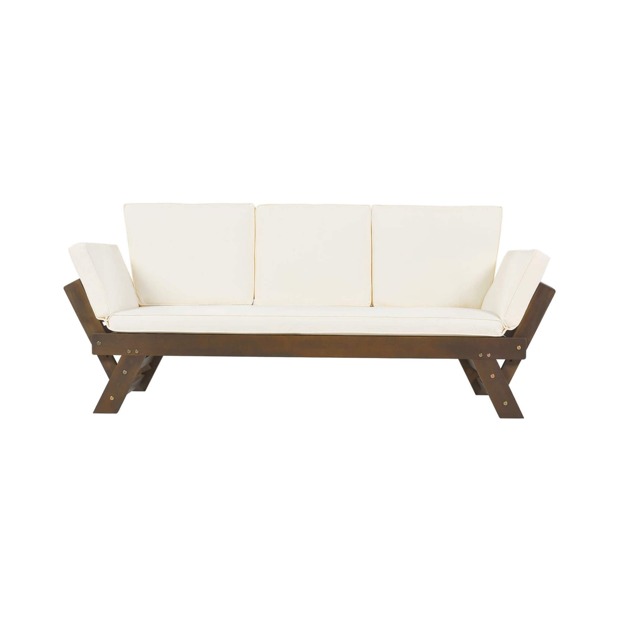 Outdoor Adjustable Wooden Patio Daybed Sofa With Cushions (SAK41345) - Energize Trek