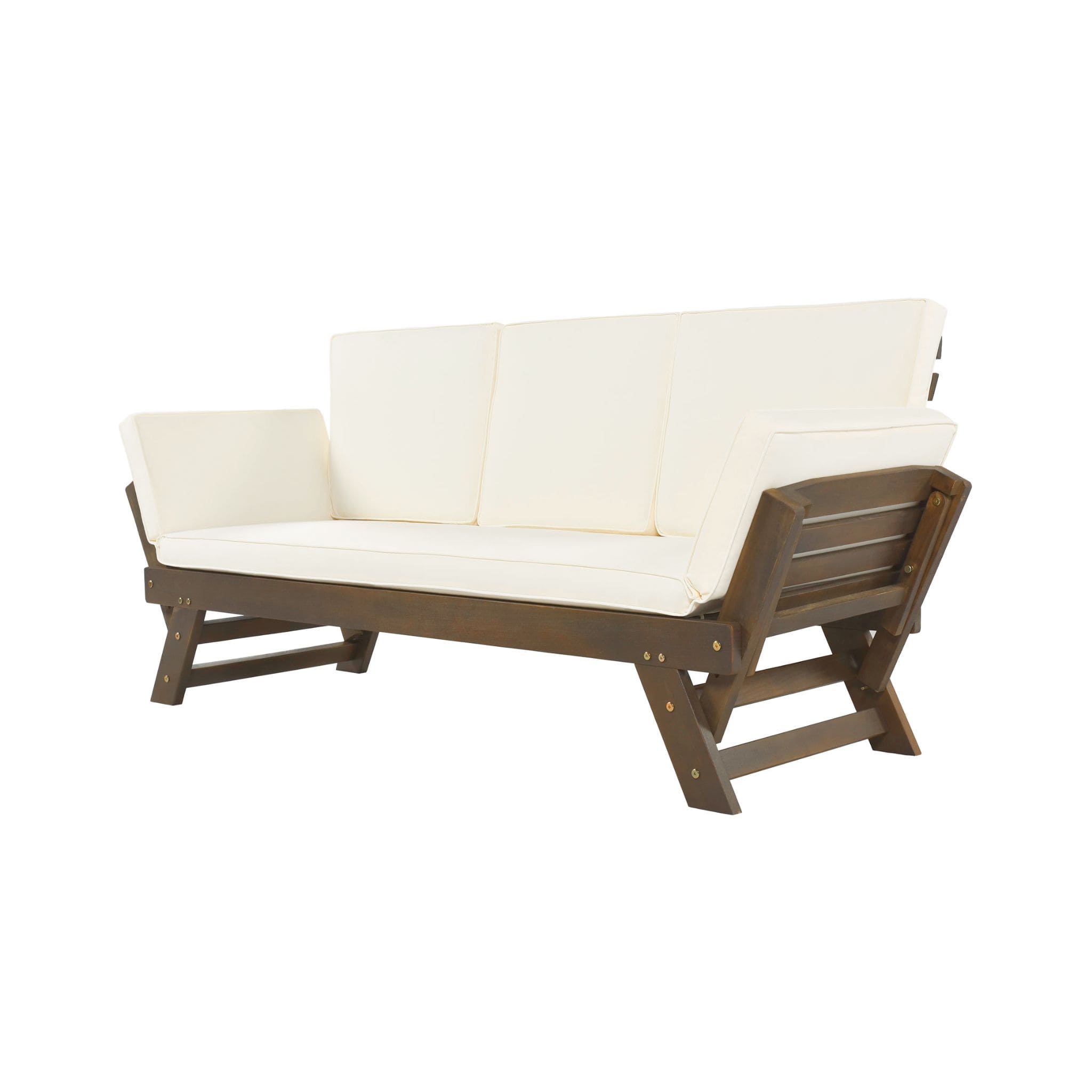 Outdoor Adjustable Wooden Patio Daybed Sofa With Cushions (SAK41345) - Energize Trek