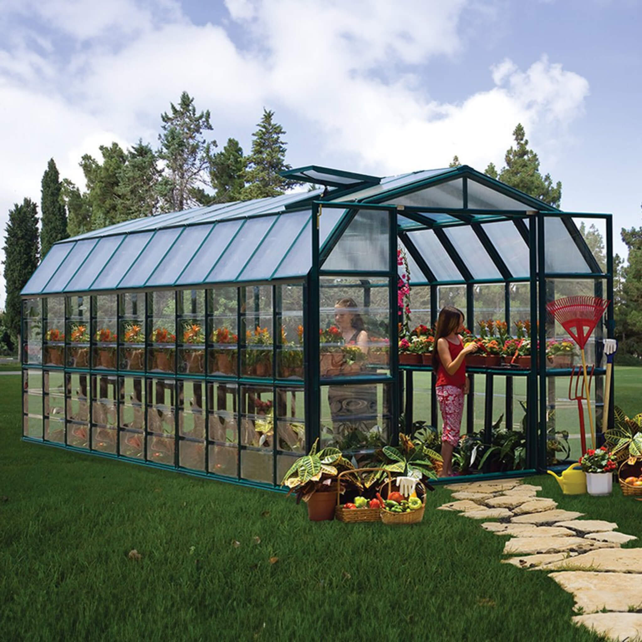 [08x20FT] Extra Large Barn-Style Weatherproof Walk-In Greenhouse With Roof Vents (SAK85716) - Energize Trek
